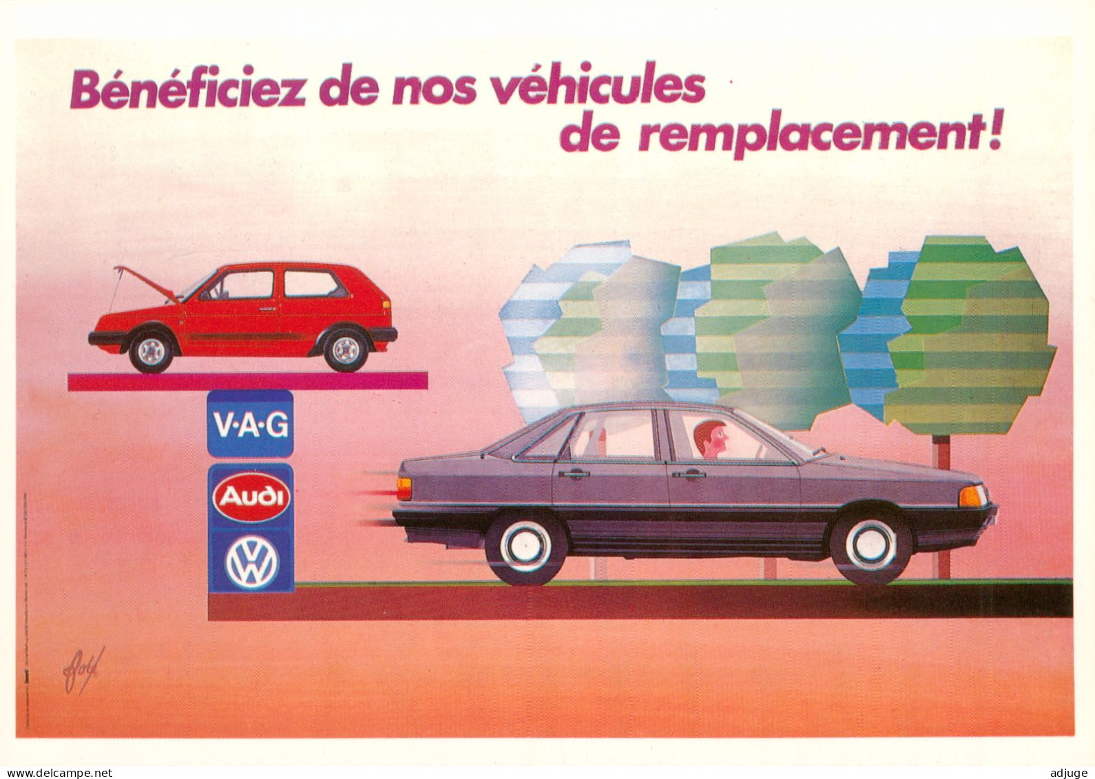 Automobile Lot De 7 Cartes Automobiles VOLKSWAGEN _ VAG Audi_ Publicité- Dont 2 Affiches De FORÉ* GOLF**TBE - Voitures De Tourisme