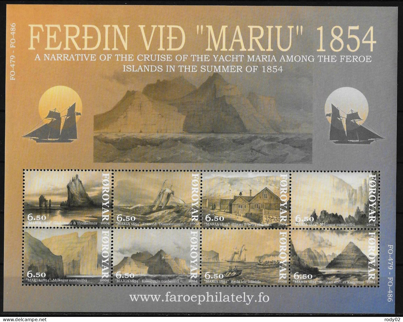 FEROE - CROISIERE SUR LE YACHT MARIA - N° 483 A 490 - NEUF** MNH - Faroe Islands