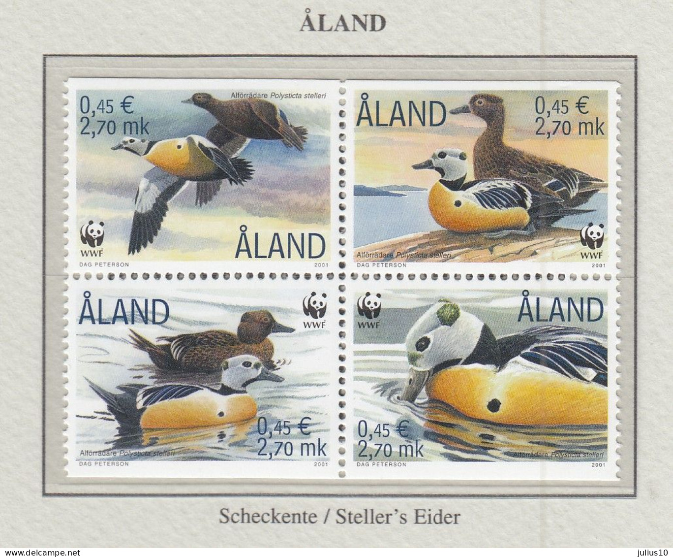 ALAND 2001 WWF Birds Ducks Mi 183-186 MNH(**) Fauna 645 - Patos