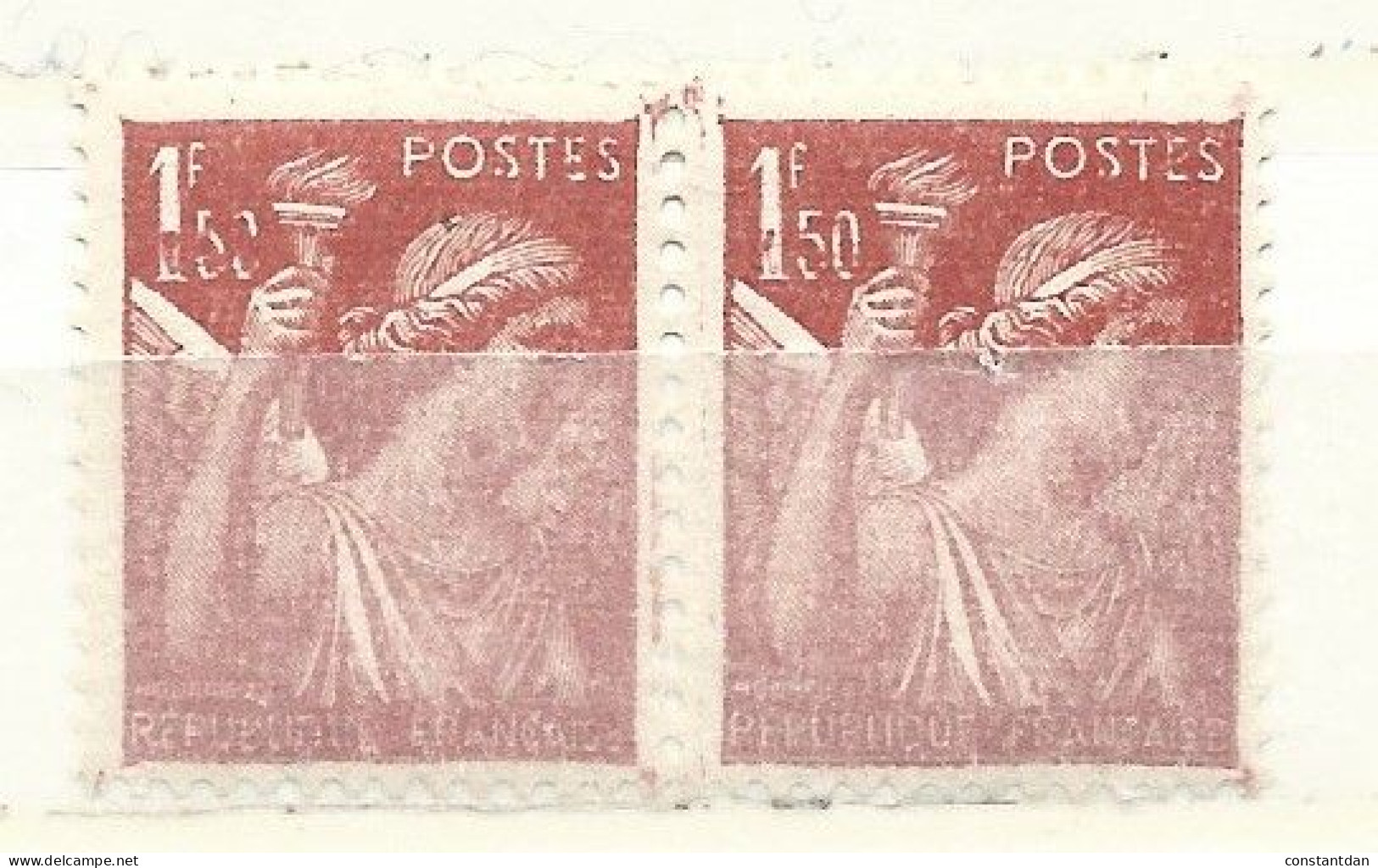 FRANCE N+ 652 1F50 ROUGE BRUN TYPE IRIS 1F50 TEINTE PAIRE NEUF SANS CHARNIERE - Unused Stamps