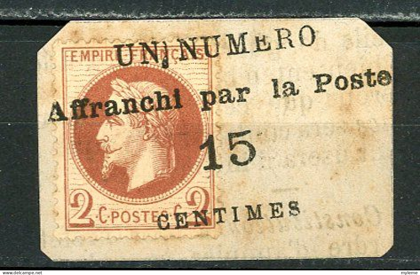 AW-13 France N° 26A Sur Fragment De Journal Oblitéré à 10% De La Cote.   A Saisir !!! - 1863-1870 Napoléon III Lauré