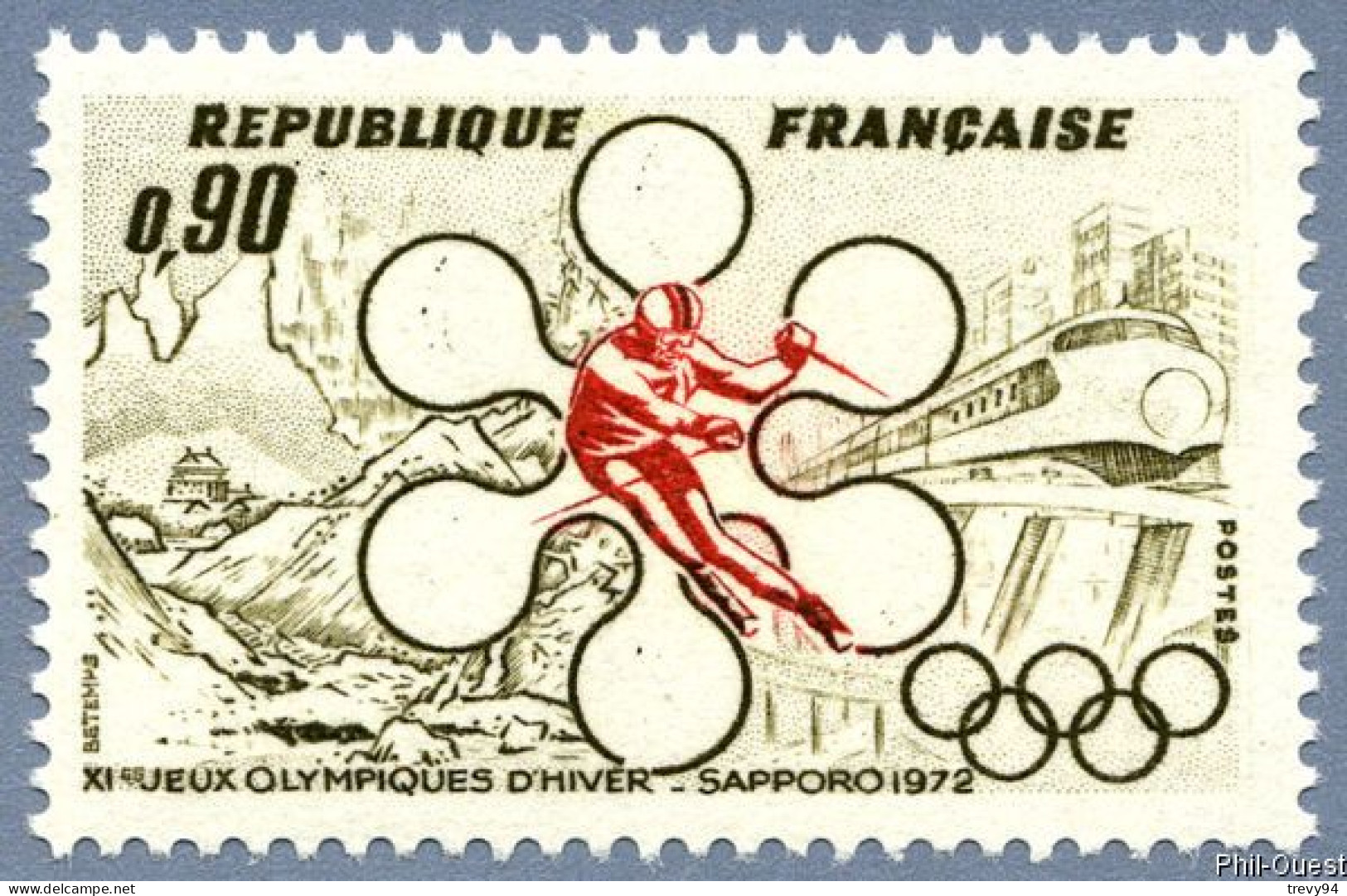 Timbre De 1972 XIème Jeux Olympiques D'hiver De Sapporo 1972 - Yvert & Tellier N° 1705 - Ungebraucht