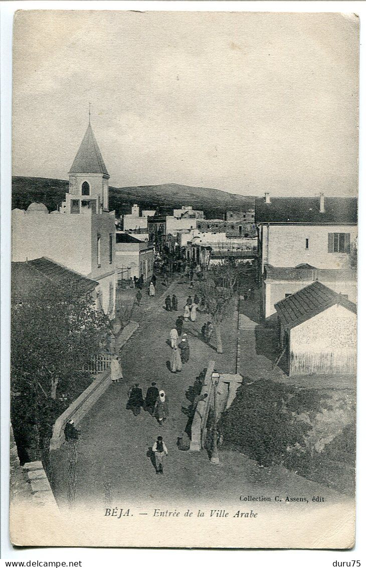 TUNISIE CPA * BÉJA Entrée De La Ville Arabe ( Rue Animée ) Collection C. Assens Editeur - Tunesië