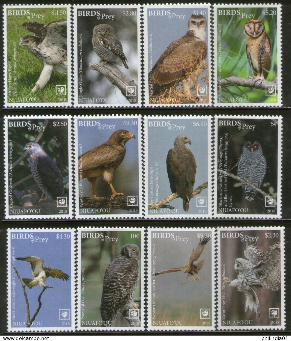 Niuafo’ou 2018 Birds Of Prey Eagle Owl Wildlife 12v High FV MNH # 384 - Eagles & Birds Of Prey