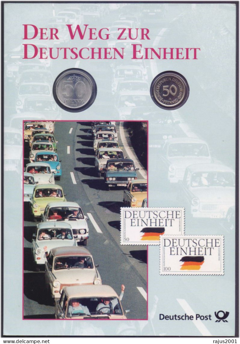 German Unity First Step Towards Historic Change Of Common Currency 50 PF Coin OLD / New Sealed Packed In Folder 2000 - Coins