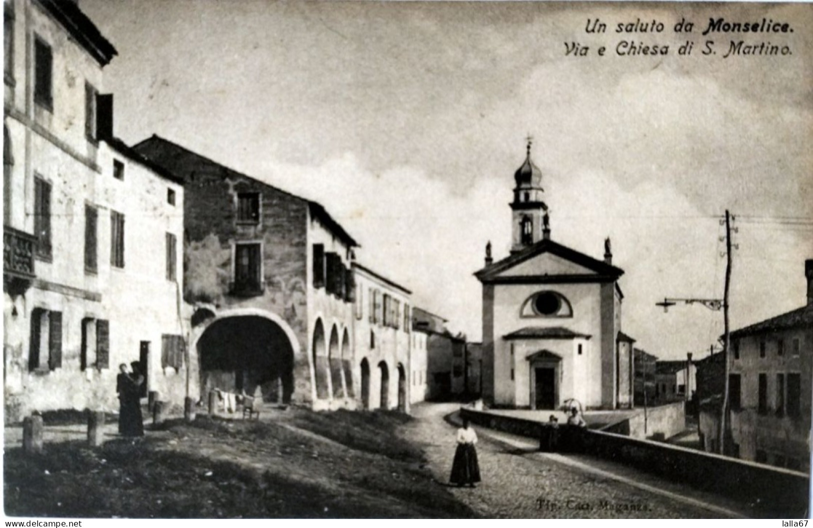 CARTOLINA FORMATO PICCOLO MONSELICE VIA E CHIESA DI S. MARTINO - VIAGGIATA N. 8020 - Padova