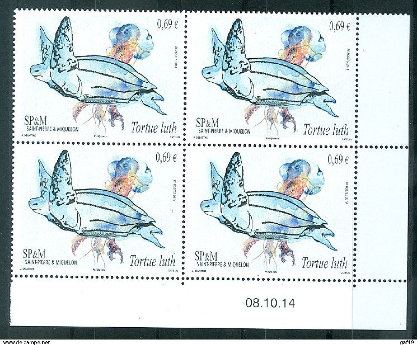 S.P.M Faune Flore N° Y&T 1118** Tortue Luth CD4 Du 08/10/14 Neuf Sans Charnière Fraicheur Postale - Unused Stamps