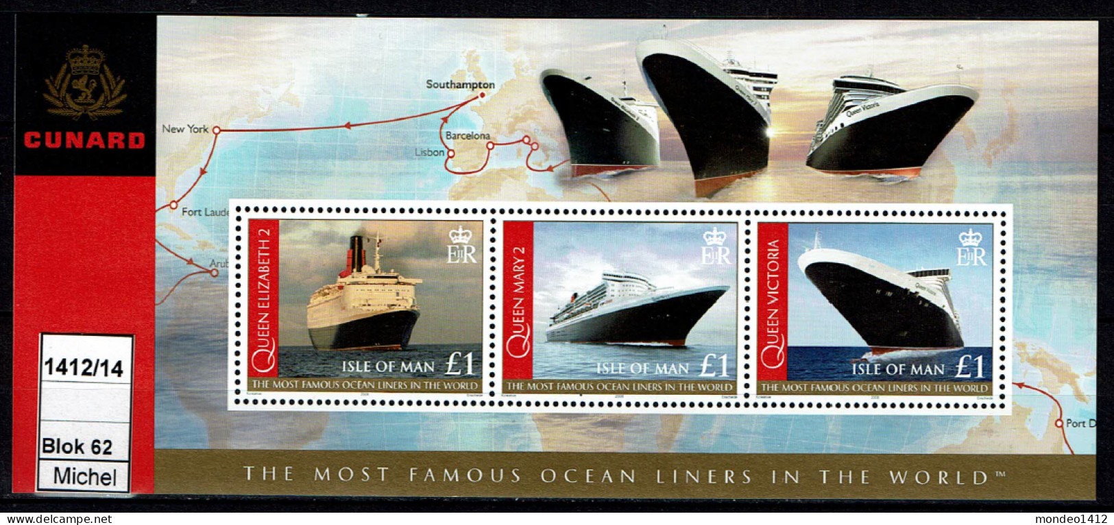 Isle Of Man - 2008 - MNH - Cunard Line - Ships, Schiffe - La Compagnie Maritime Cunard - Cruises - British Shipping - Man (Ile De)