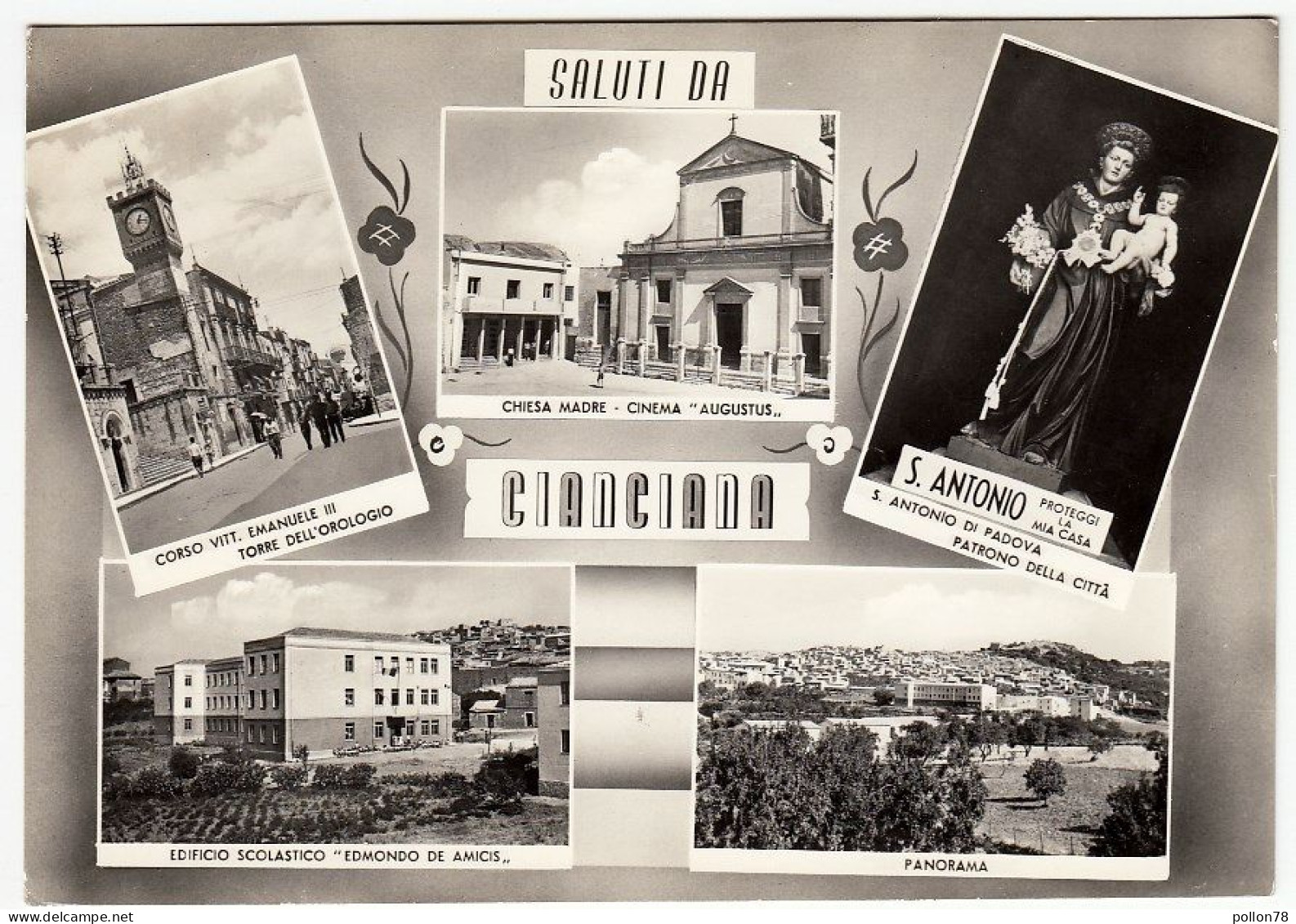 SALUTI DA CIANCIANA - CHIESA MADRE - CINEMA AUGUSTUS ECC. - AGRIGENTO - 1963 - VEDUTE - Agrigento
