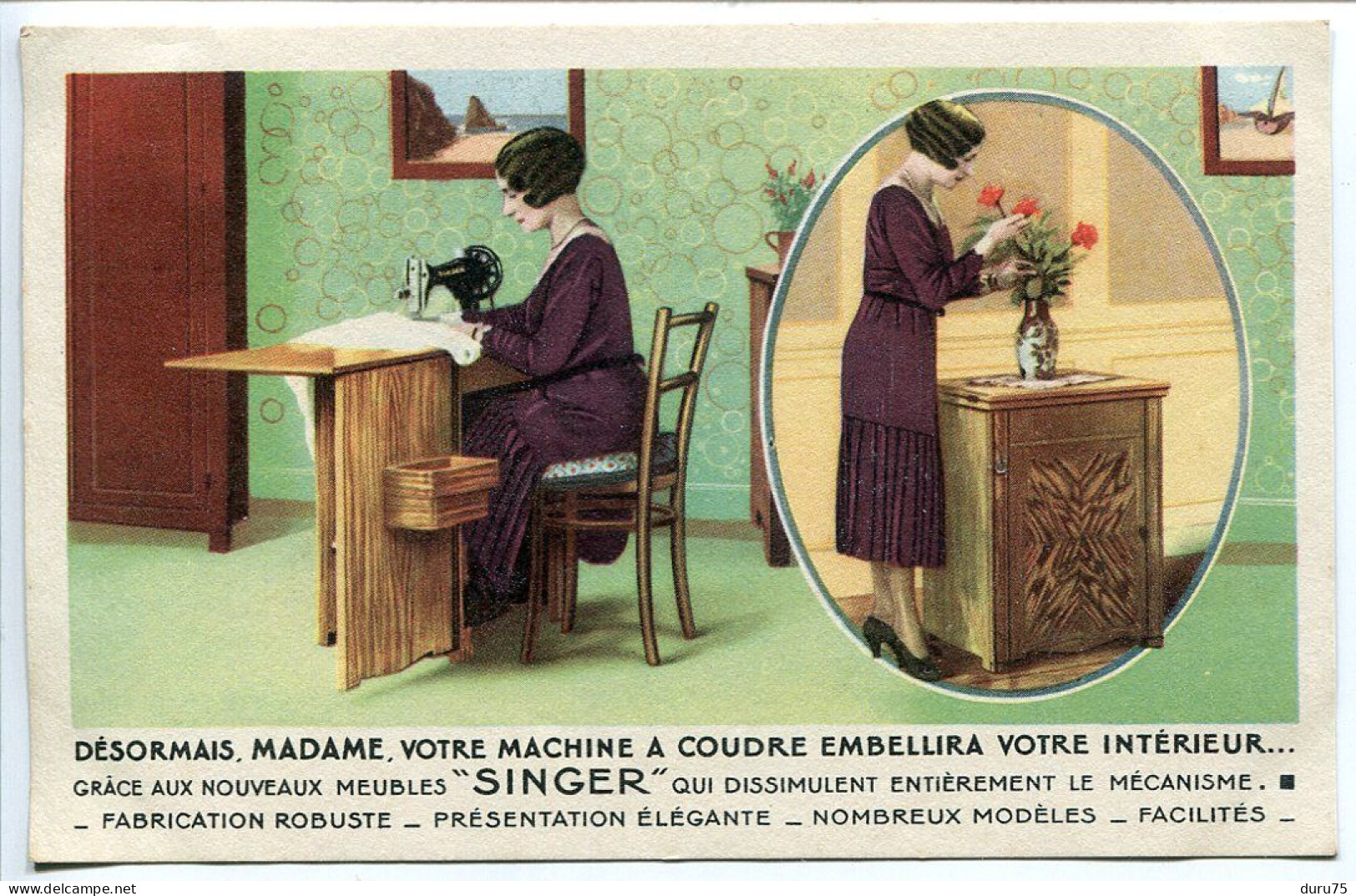 CPA Couleur Ecrite * Compagnie SINGER à Alençon Désormais Madame Votre Machine à Coudre Embellira Votre Intérieur - Publicidad