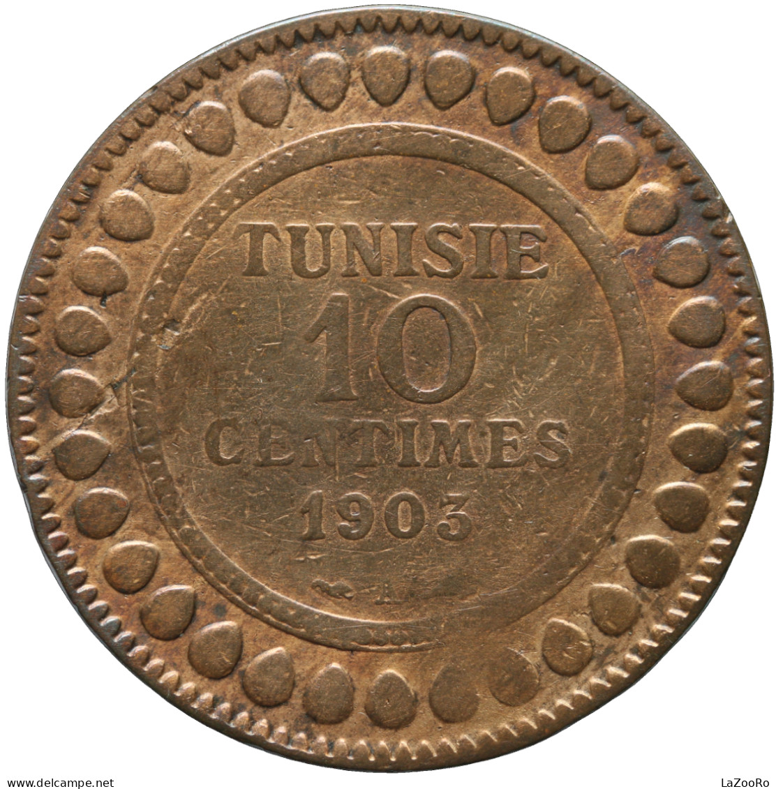 LaZooRo: Tunisia 10 Centimes 1903 F / VF Scarce - Tunisia