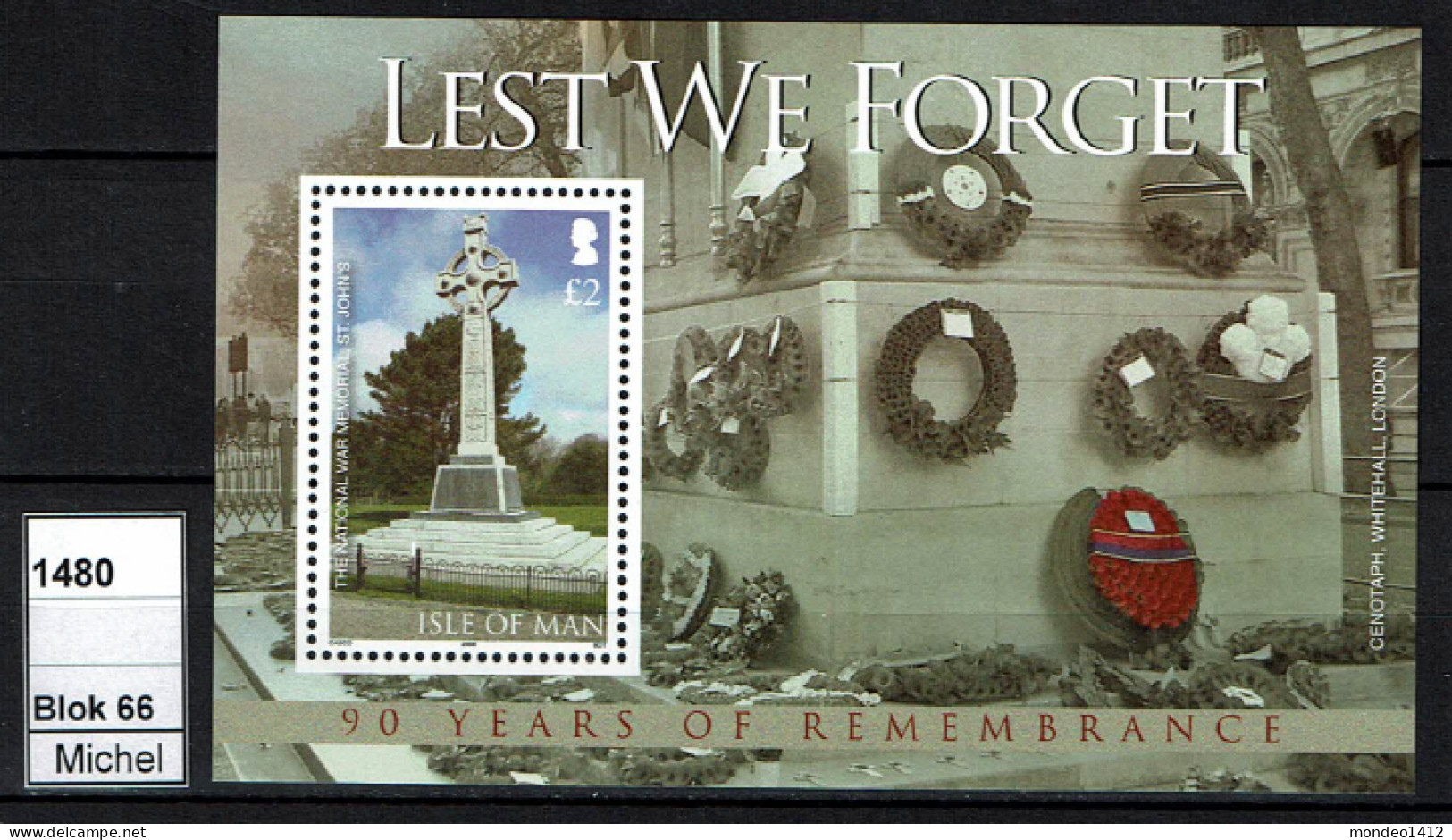 Isle Of Man - 2008 - MNH - History - Beendigung Des Ersten Weltkrieges - Lest We Forget - Klaproos - Poppy - Isola Di Man