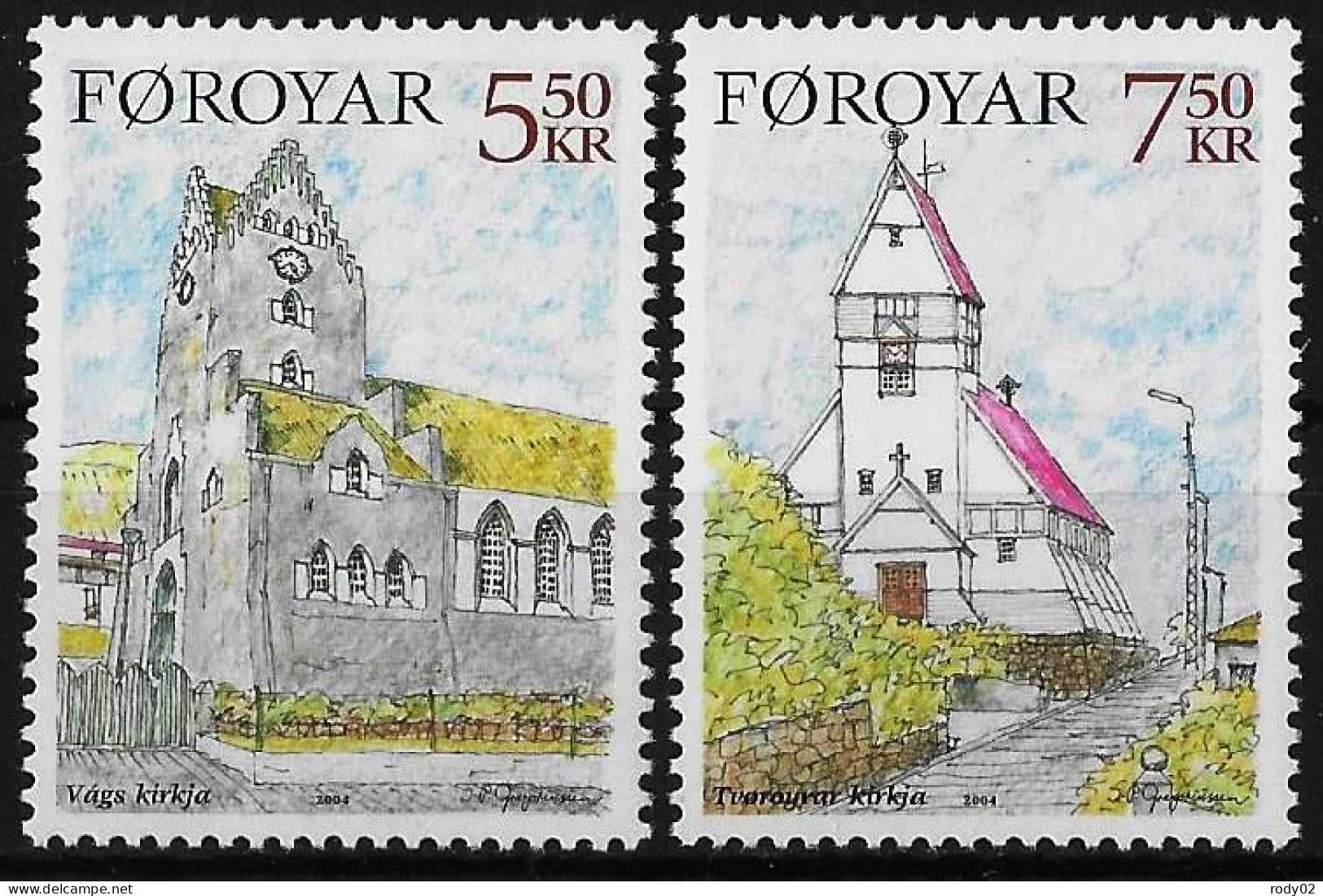 FEROE - NOEL - EGLISES - N° 507 ET 508 - NEUF** MNH - Eglises Et Cathédrales