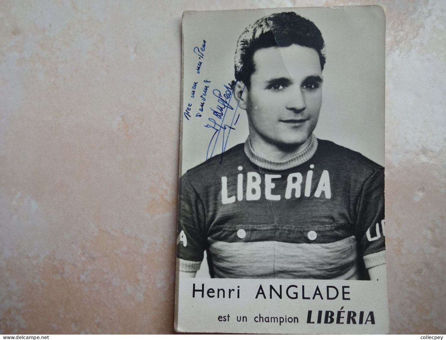 CPSM Cycliste Vélo Coureur Henri ANGLADE Dédicace Autographe Champion Libéria - Ciclismo