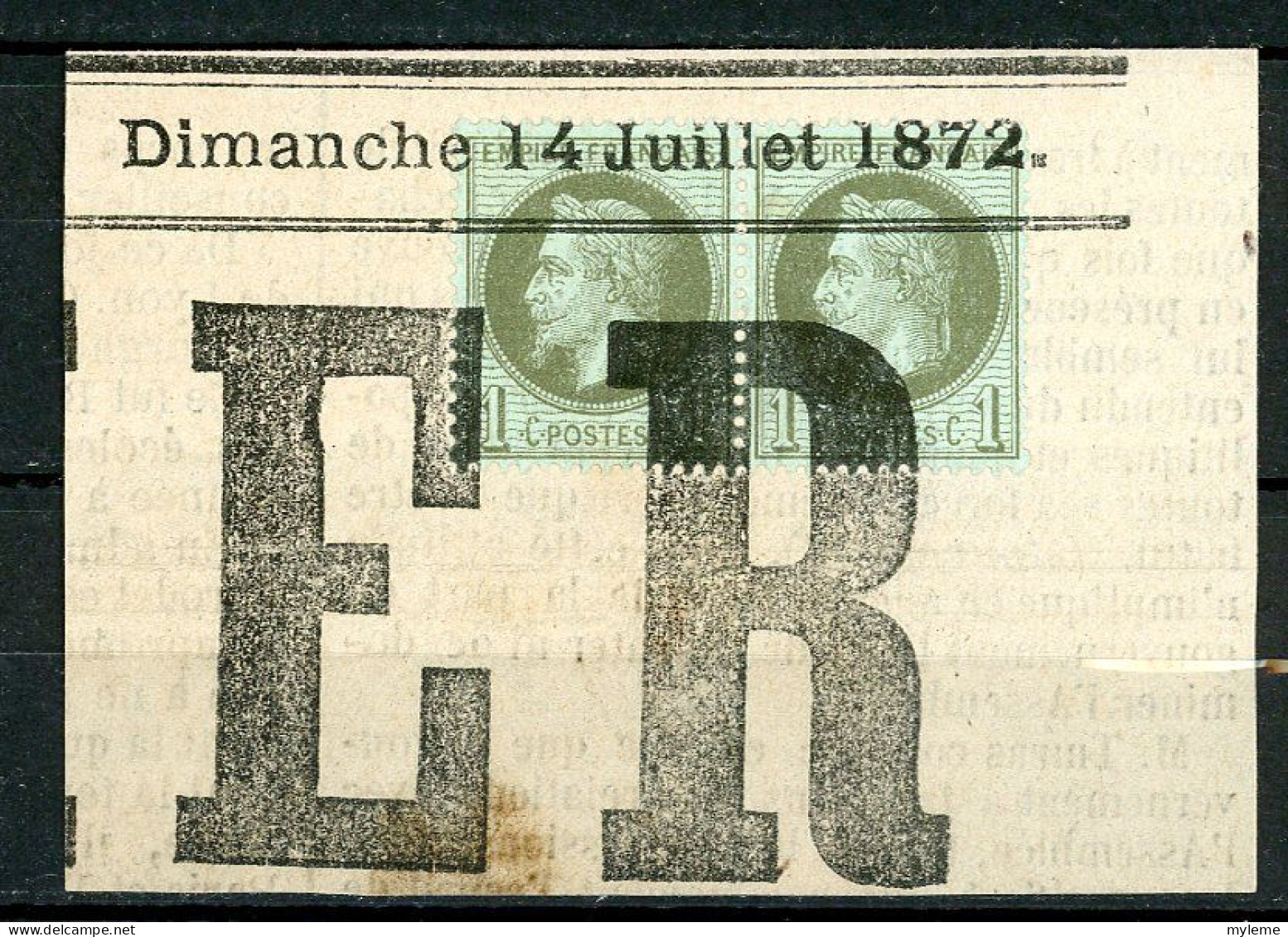 AW-13 France N° 25 Sur Fragment De Journal Oblitéré à 10% De La Cote.   A Saisir !!! - 1863-1870 Napoleon III With Laurels