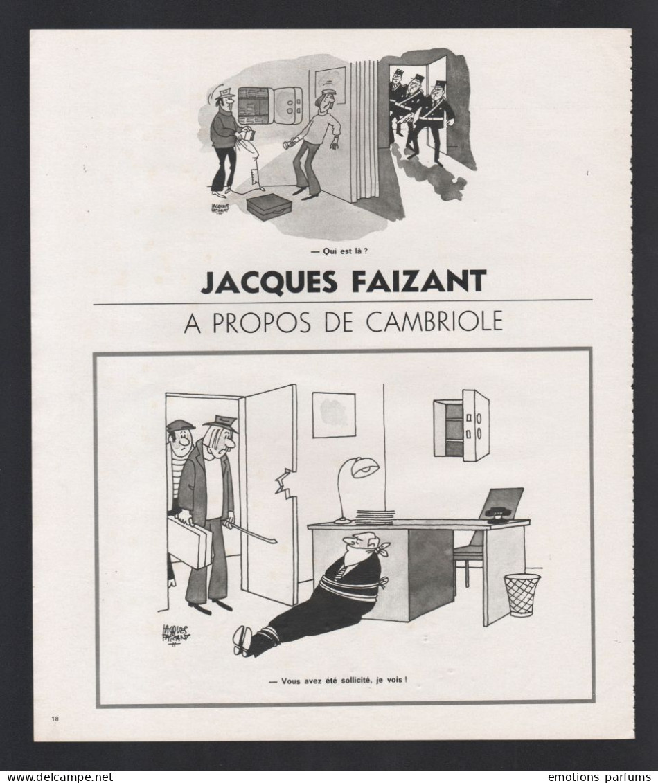 Pub Papier Recto Verso  Humour Jacques Faizant Paques Cambriolage Coffre Fort Peintre Artiste - Publicités