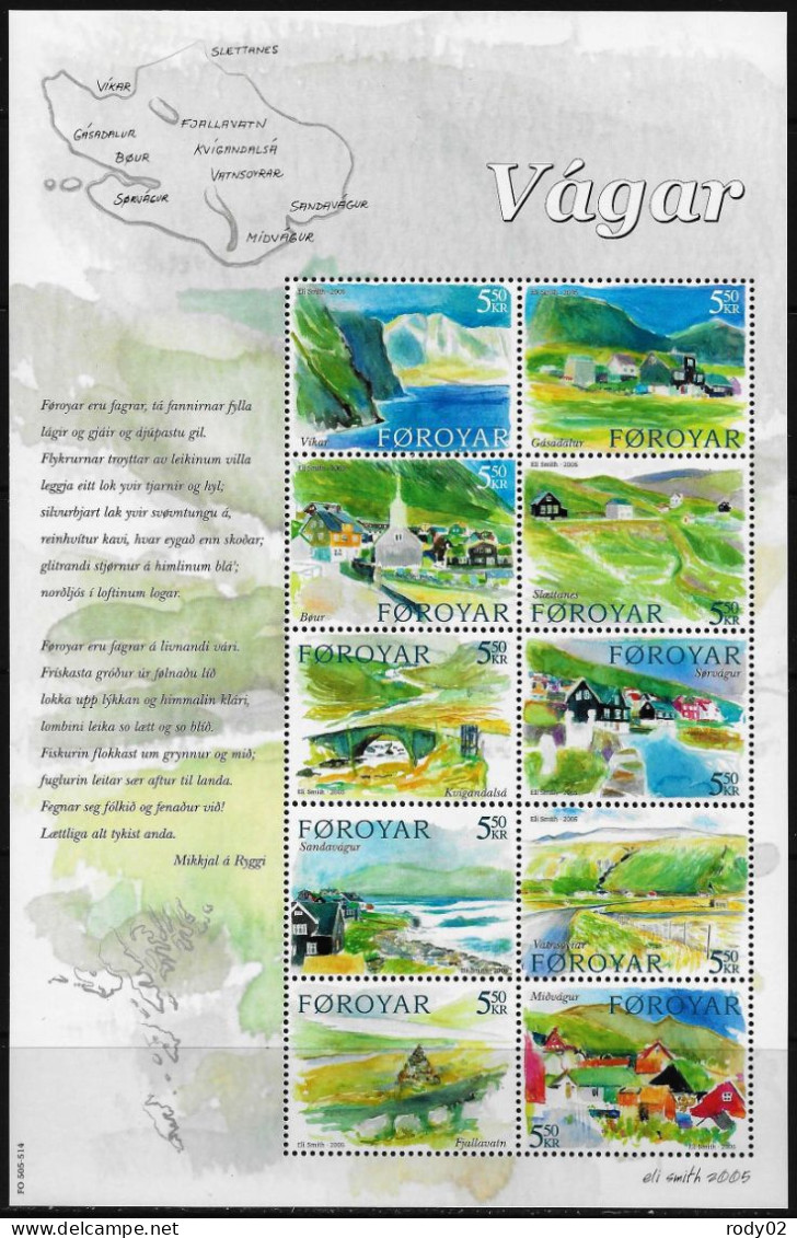 FEROE - L'ILE VAGAR - PAYSAGES - N° 509 A 518 - NEUF** MNH - Faroe Islands