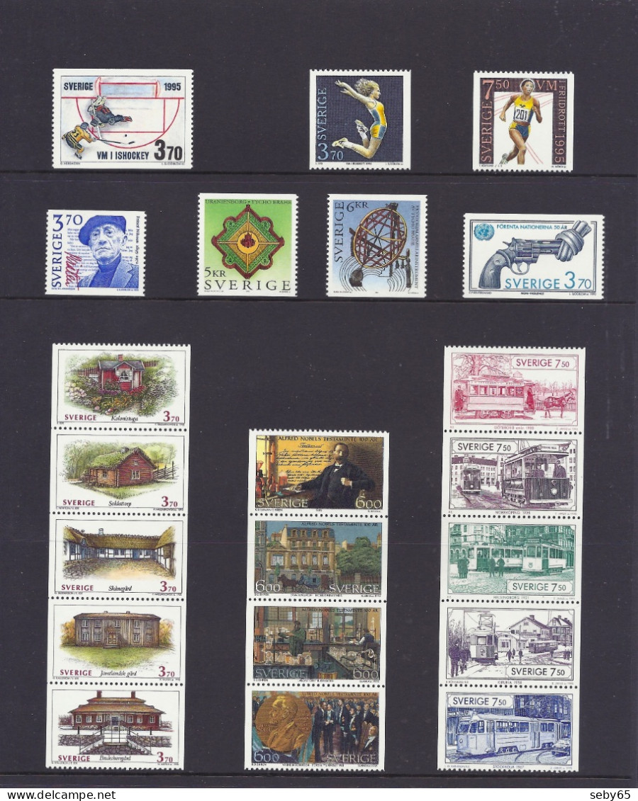 Sverige / Sweden / Svenska - 1995 Complete Year Set, Full Set Swedish Official Stamps With Folder, Size A4 - MNH - Nuevos