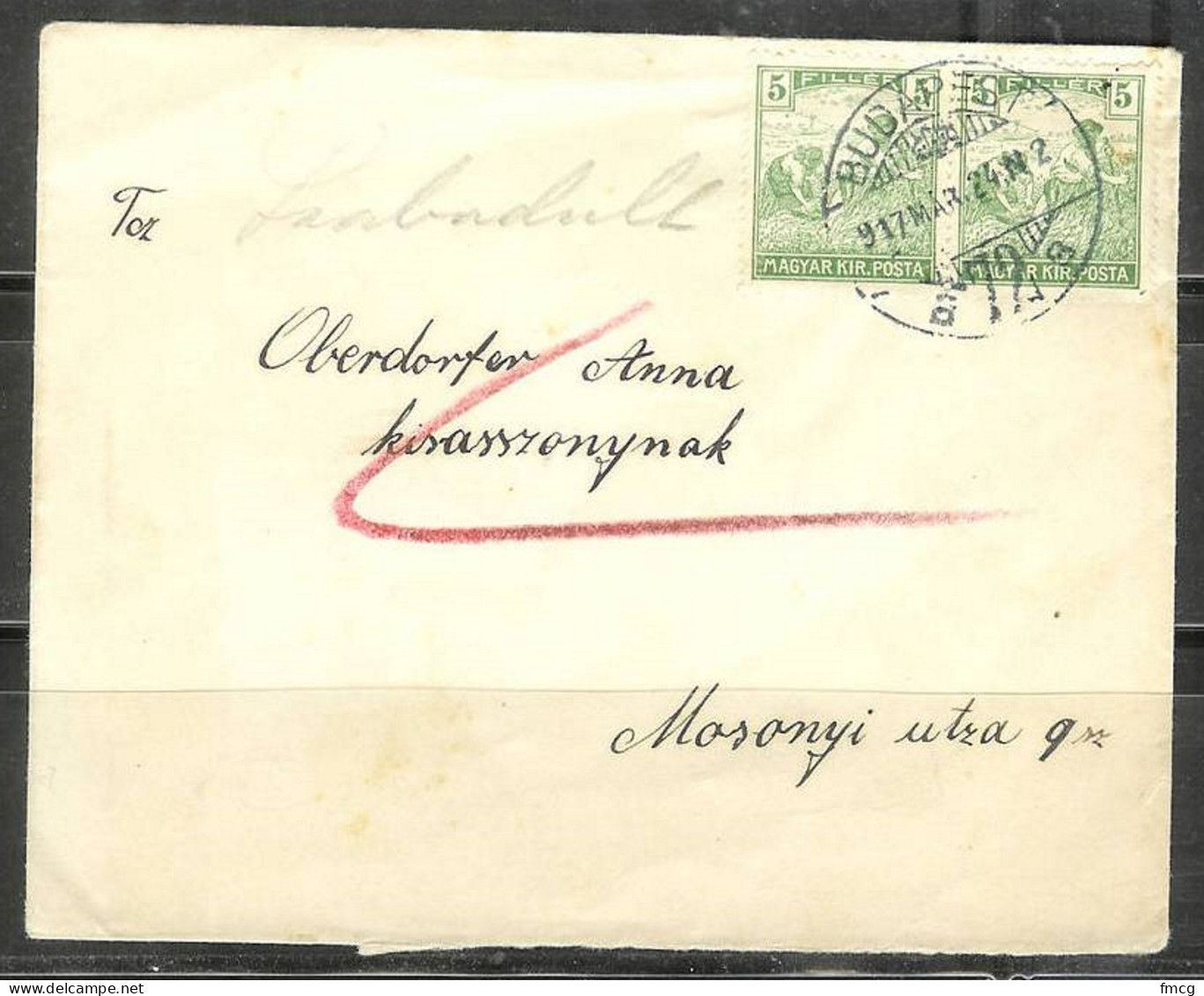1924 (17 Mar) Budapest, Cover With Two 5f Harvesting Wheat - Cartas & Documentos