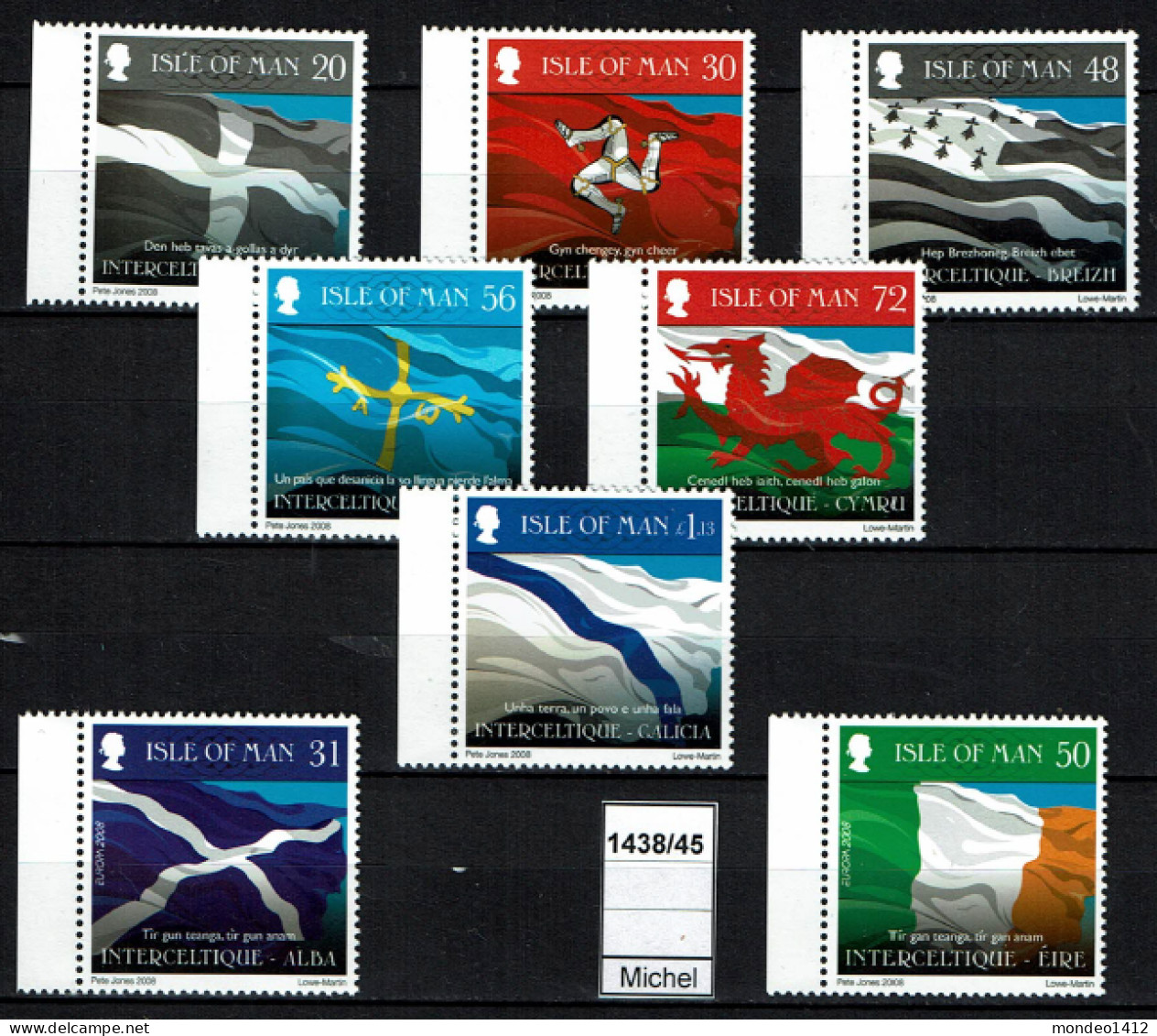 Isle Of Man - 2008 - MNH - Interceltic Music Festival - Keltisches Musikfestival - Drapeau + Europa Stamps - Man (Insel)