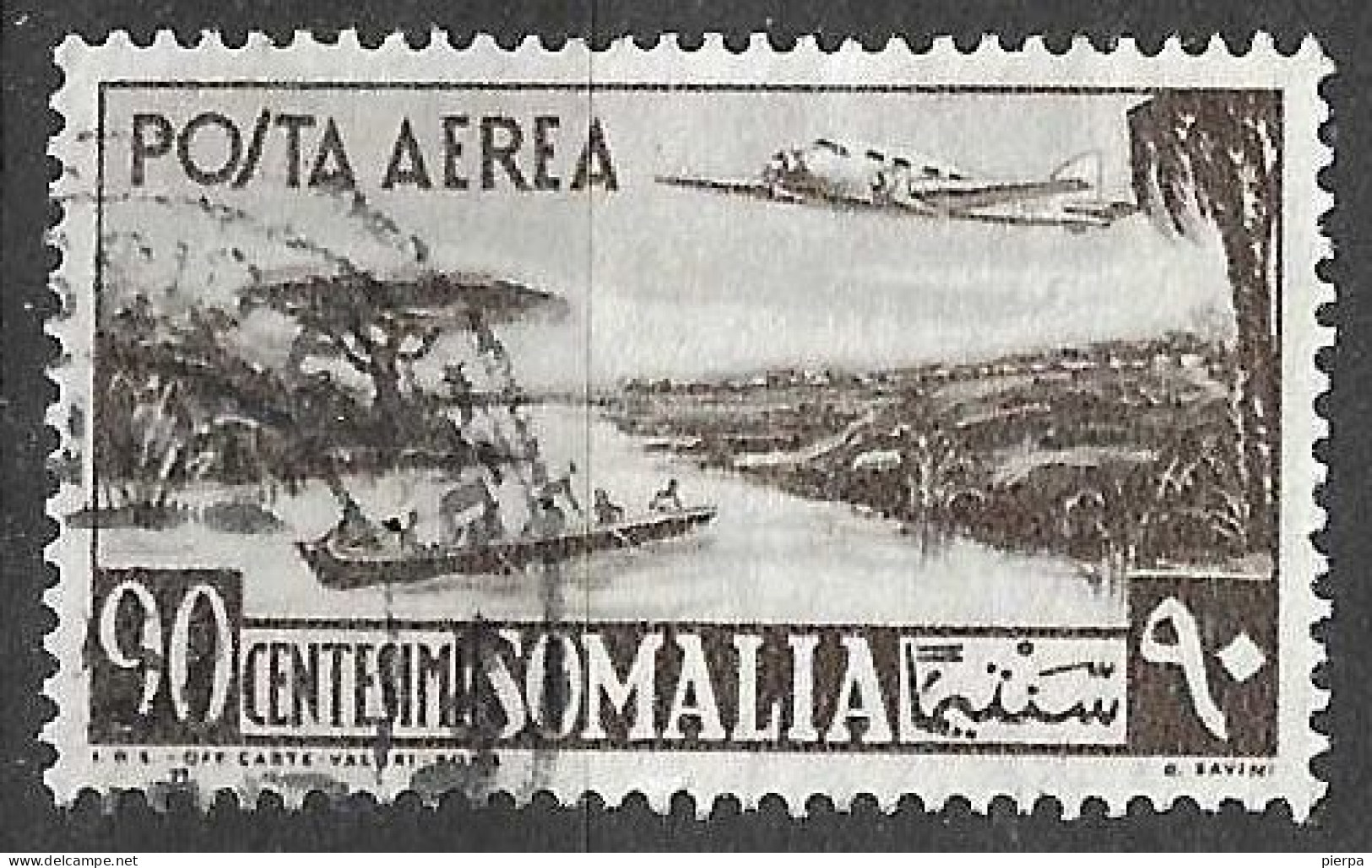 SOMALIA A.F.I.S. - 1950 - POSTA AEREA - CENT. 90 - USATO (YVERT AV 34 - MICHEL 258 - SS A 4) - Somalië (AFIS)
