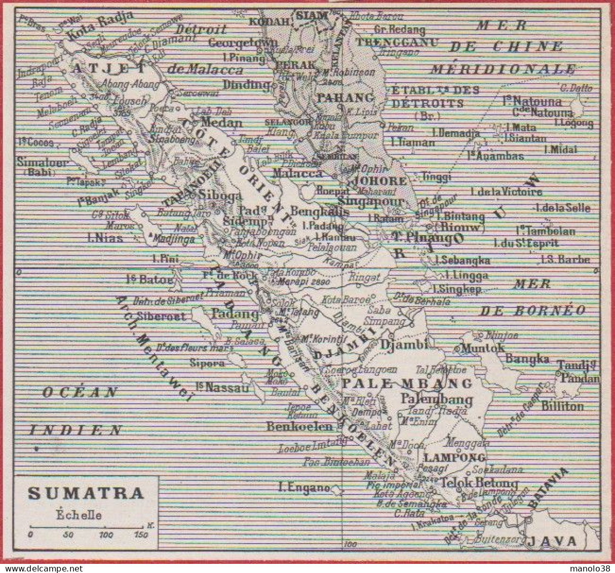 Carte De Sumatra. Larousse 1948. - Documents Historiques