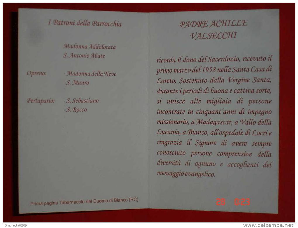Madonna ADDOLORATA Spasimo OPRENO PERLUPARIO Bergamo 50° SACERDOZIO Loreto Vallo Lucania Locri - Devotieprenten