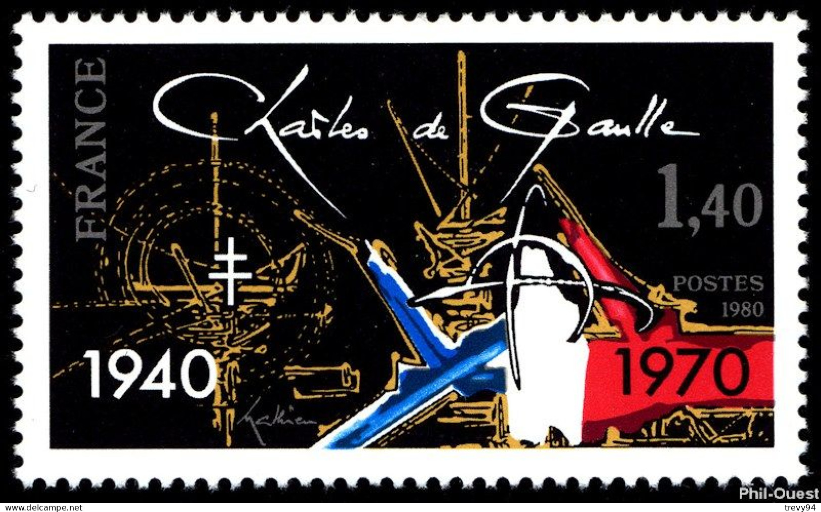 Timbre De 1980 - Charles De Gaulle 1940-1970 - Yvert & Tellier N° 2114 - Ungebraucht