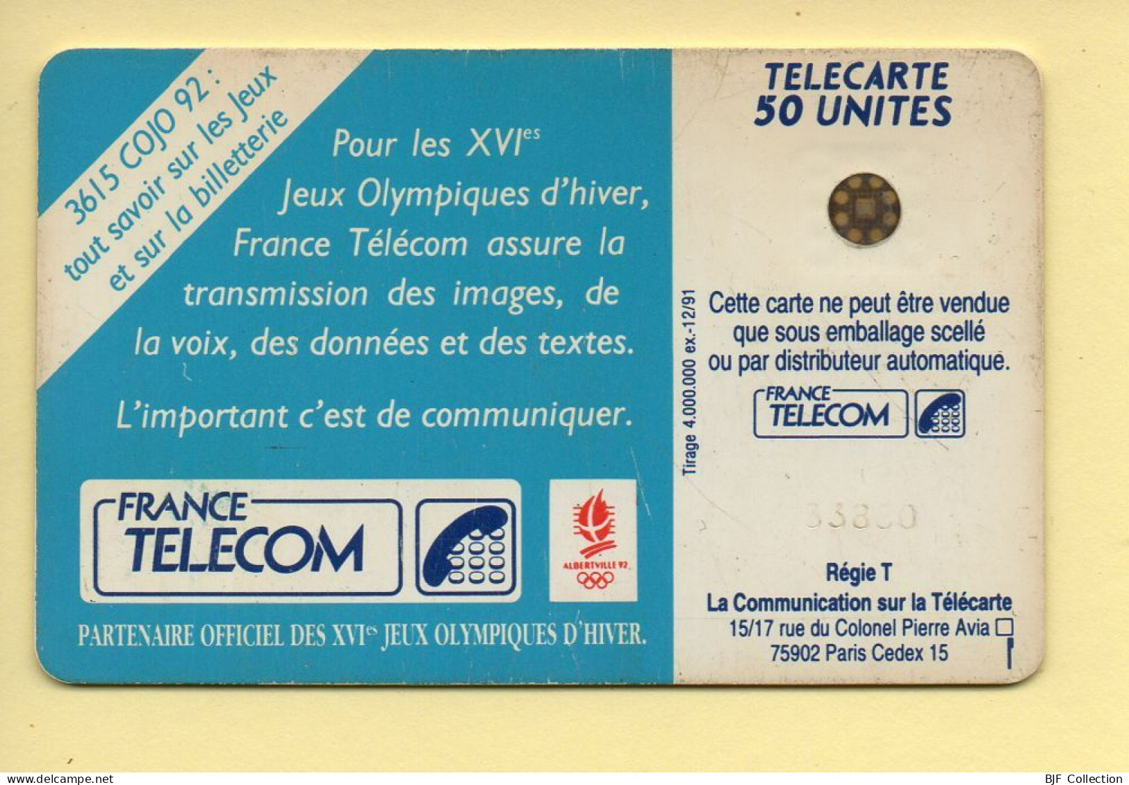 Télécarte 1991 : SKI ACROBATIQUE / 50 Unités / Numéro 33880 / 12-91 / Jeux Olympiques D'Hiver ALBERTVILLE 92 - 1991