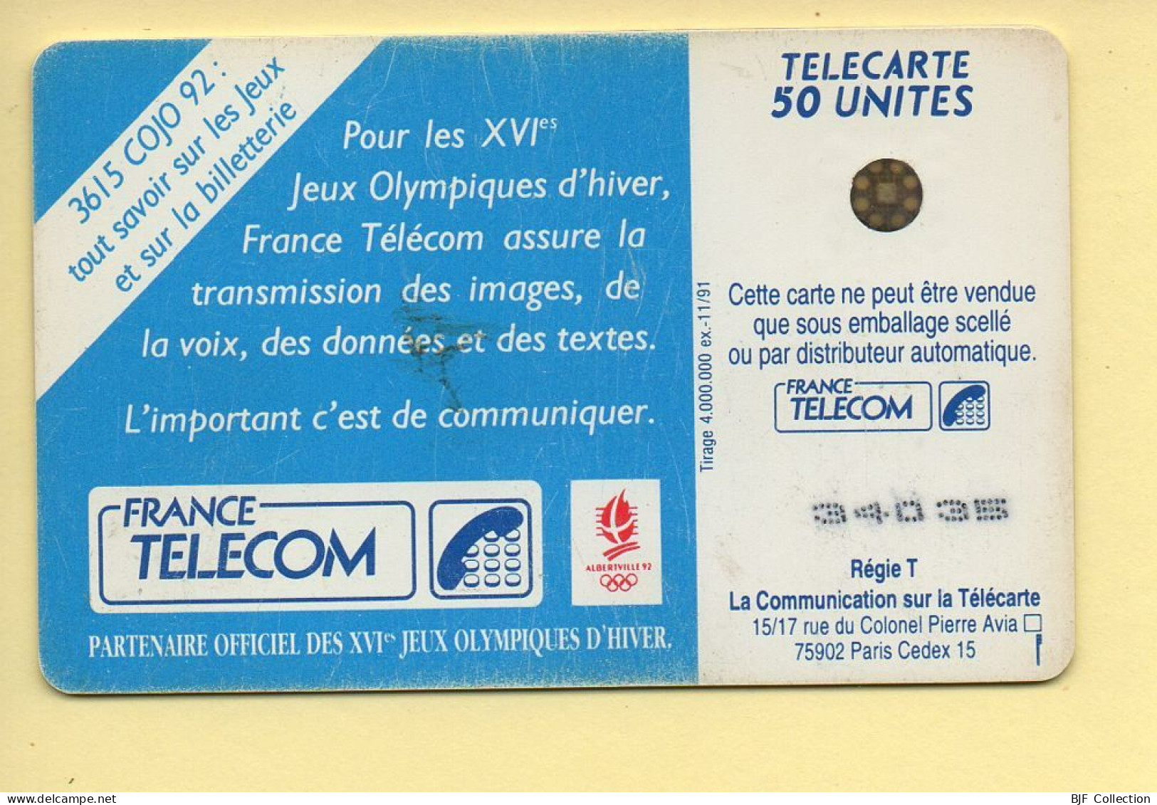 Télécarte 1991 : SKI DE FOND / 50 Unités / Numéro 34035 / 11-91 / Jeux Olympiques D'Hiver ALBERTVILLE 92 - 1991