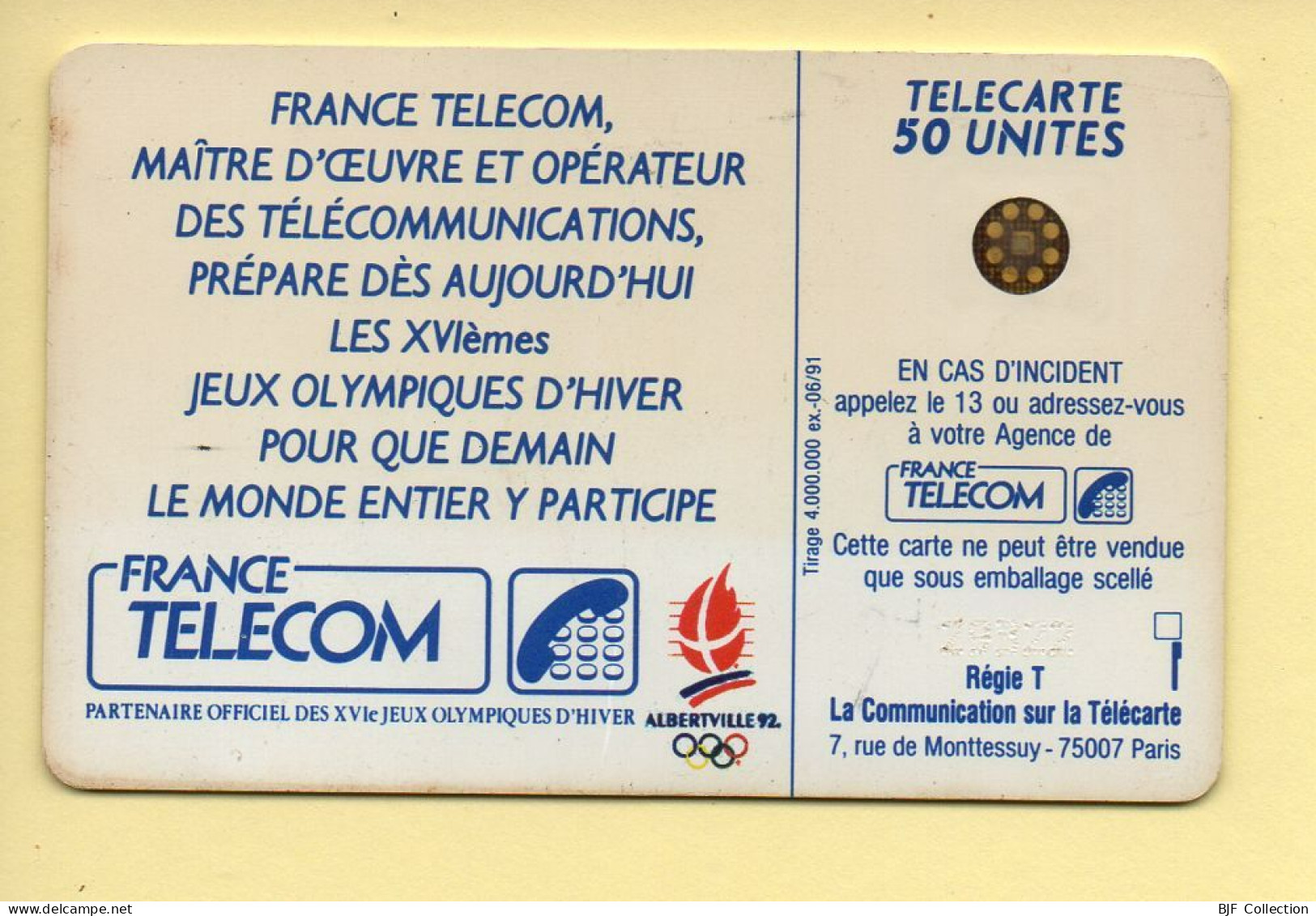 Télécarte 1991 : PATINEUSE N°2 / 50 Unités / Numéro 29322 / 06-91 / Jeux Olympiques D'Hiver ALBERTVILLE 92 - 1991