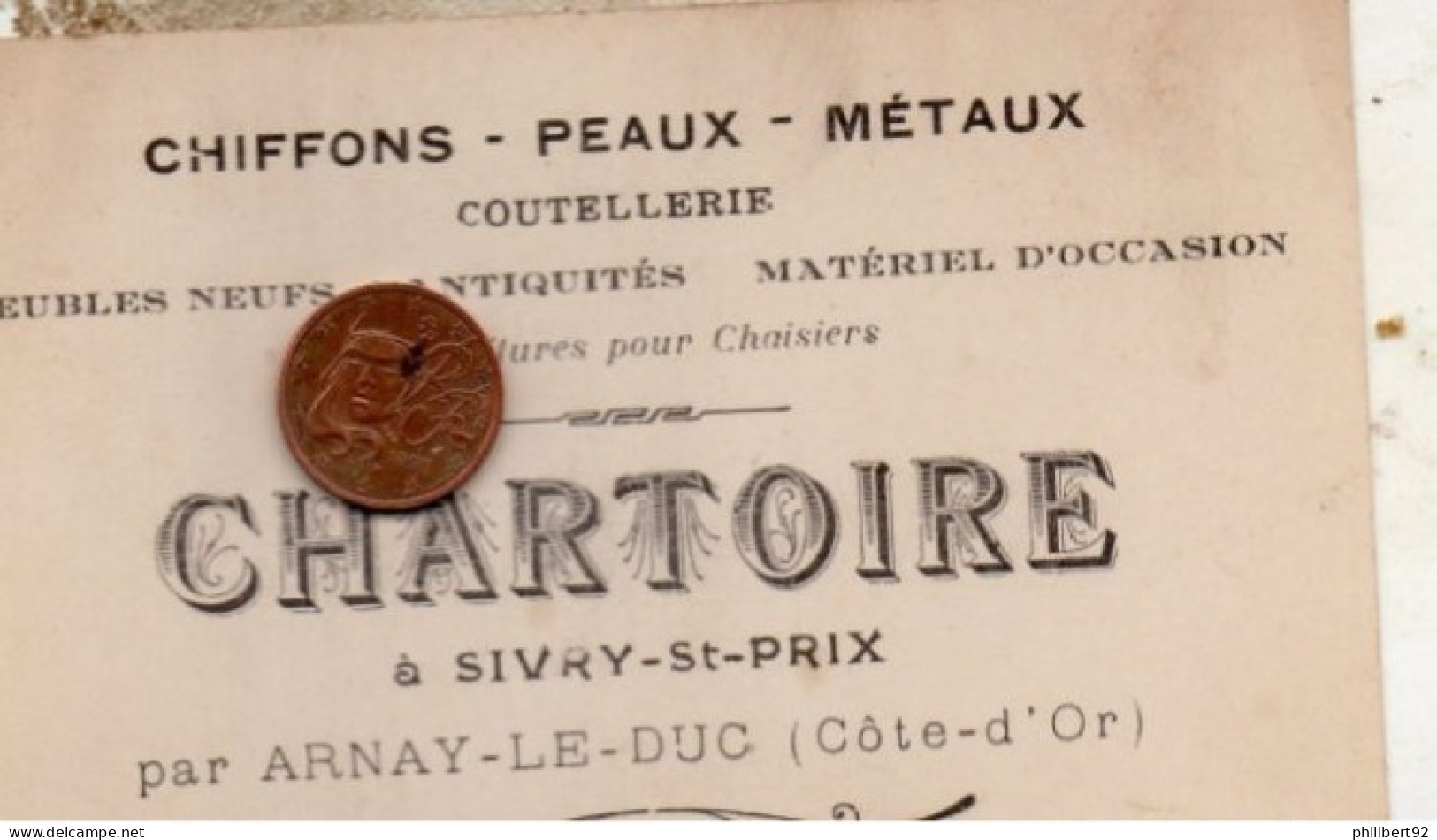 Carte De Visite. Chartoire à Sivry-Saint-Prix Par Arnay-le-Duc. - Visiting Cards
