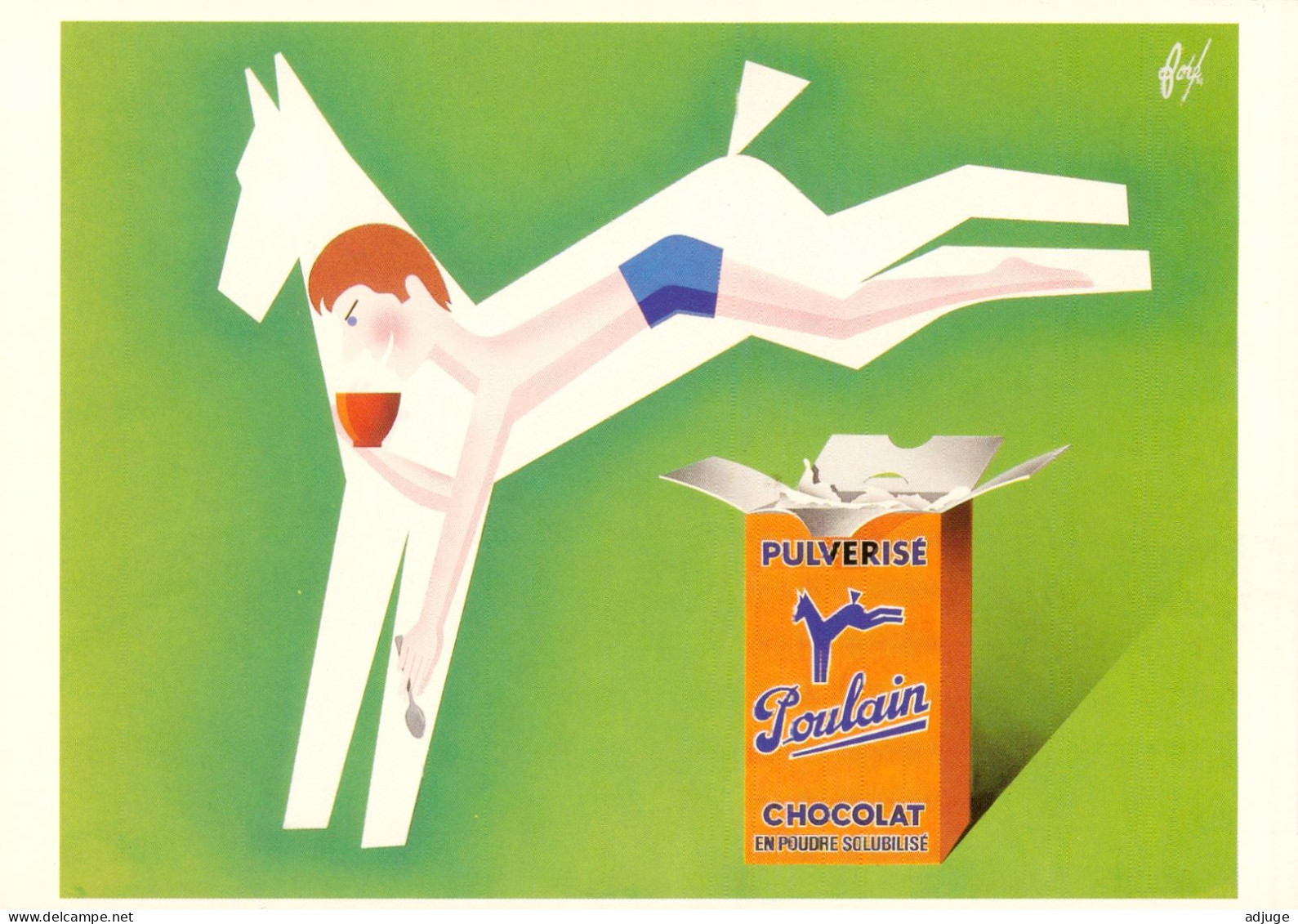 CPM- Illustrateur Affichiste FORÉ- Chocolat Pulvérisé POULAIN  Publicité (1954) * TBE* Scan Recto/Verso - Fore