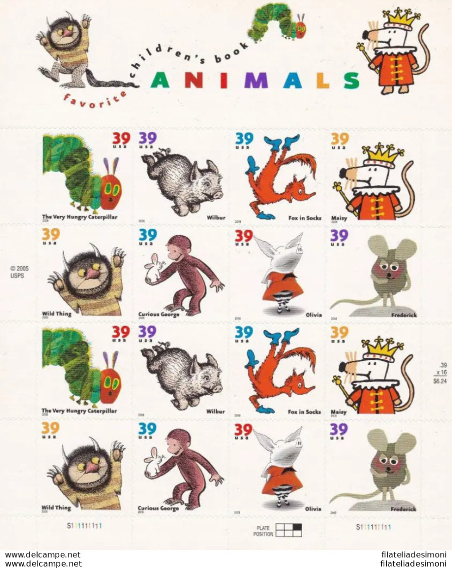 2006 Stati Uniti, Animali-Mammals ,n° 4181/4188  Minifoglio Di 16 MNH/** - Otros & Sin Clasificación