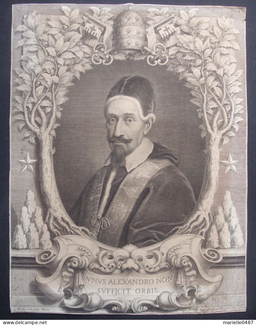 Pieter Van Schuppen - Portrait Du Pape Alexandre VII. D'après Pierre Mignard - Prenten & Gravure