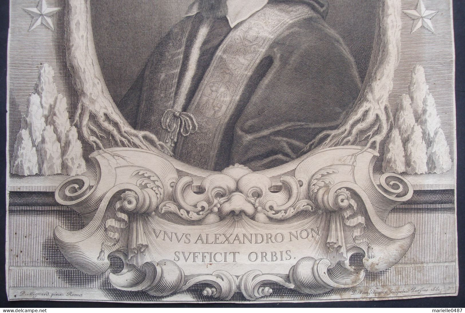 Pieter Van Schuppen - Portrait Du Pape Alexandre VII. D'après Pierre Mignard - Estampes & Gravures