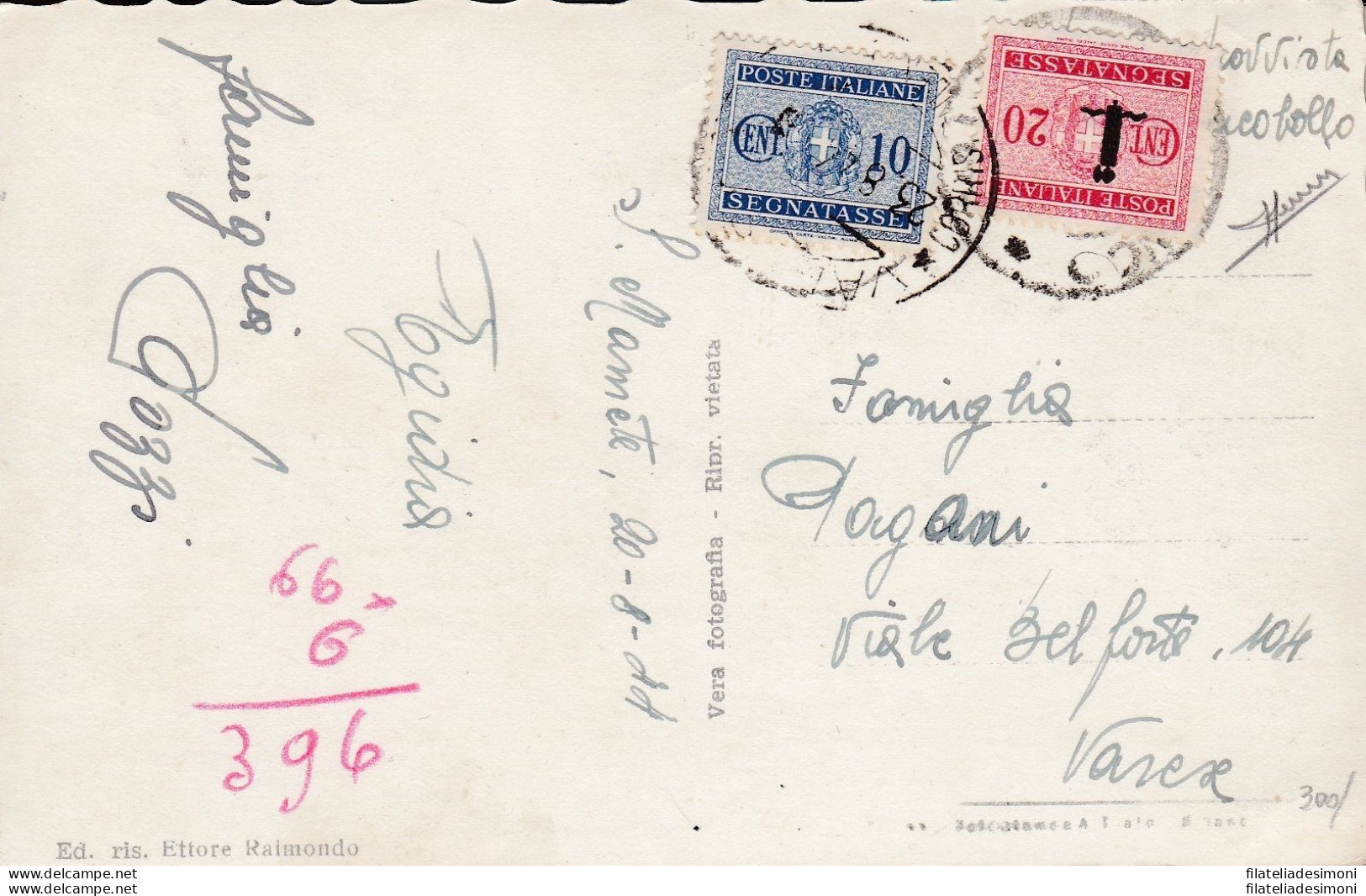 1944 RSI, Tasse N° 35 + N° 62 Affrancatura Mista Regno-RSI RARA - Stamped Stationery
