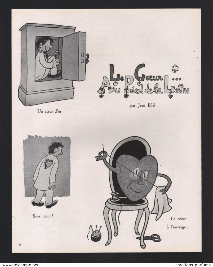 Pub Papier 1948 Double Page Non Coupé Humour Jean Eiffel Le Coeur - Publicités