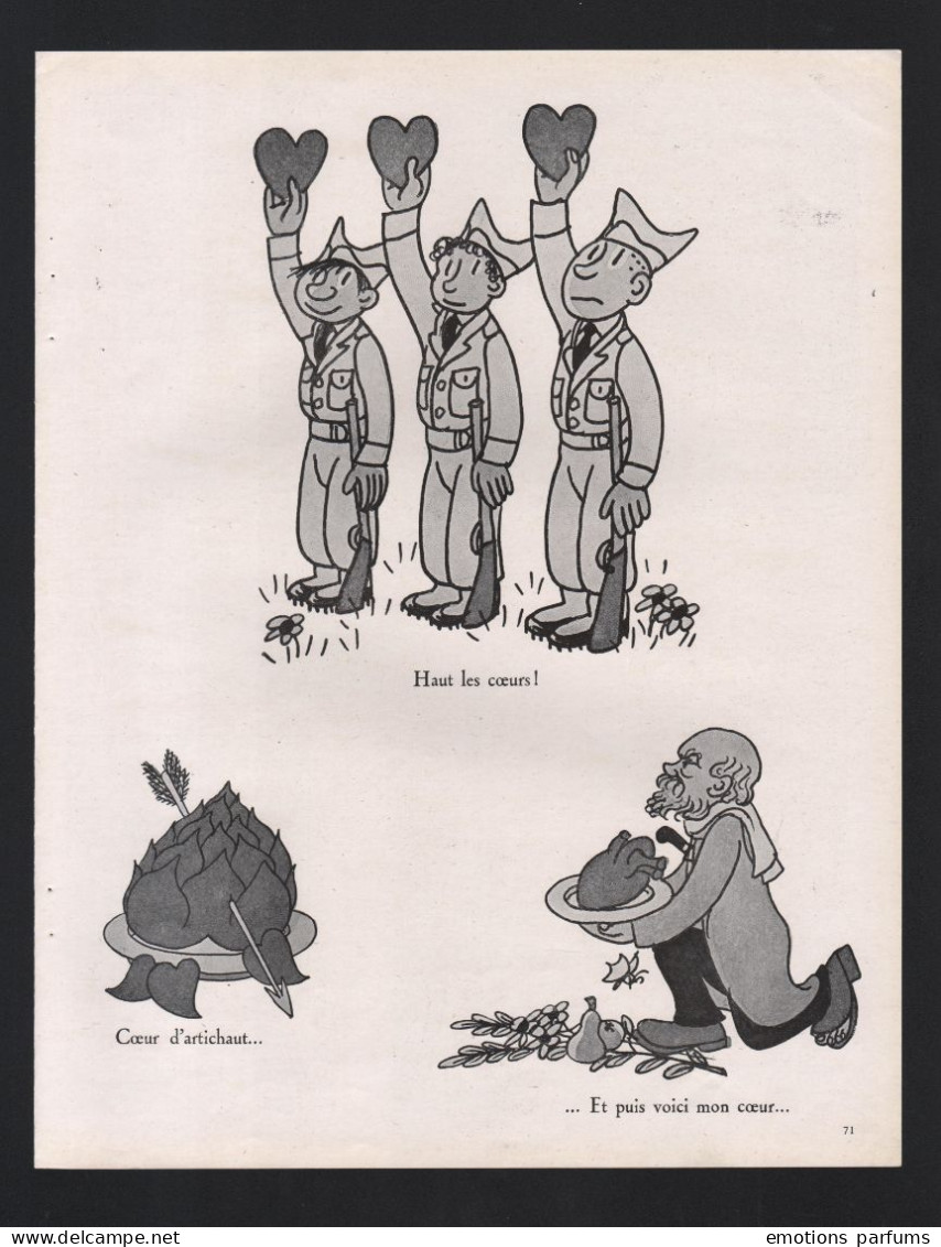 Pub Papier 1948 Double Page Non Coupé Humour Jean Eiffel Le Coeur - Advertising