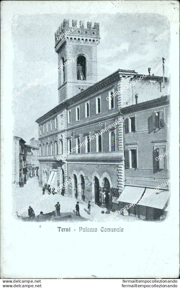 Bm504 Cartolina Terni Citta' Palazzo Comunale 1916 - Terni