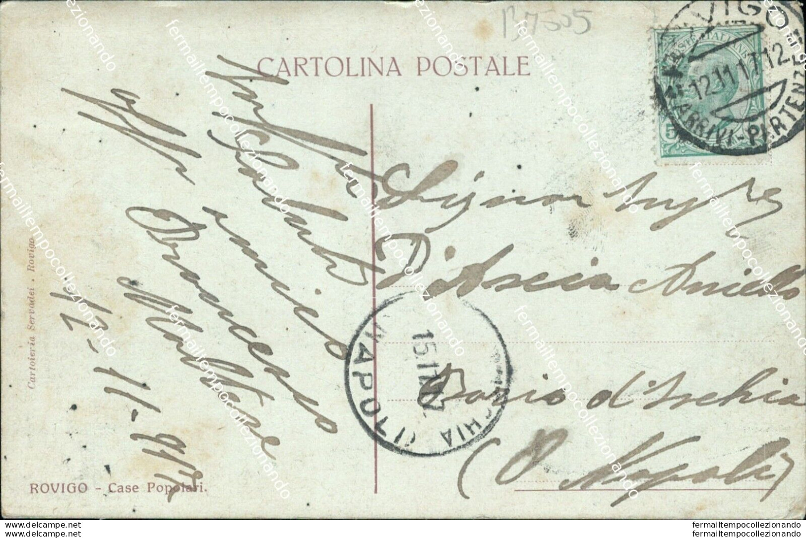 Bm505 Cartolina Rovigo Citta' Case Popolari 1917 - Rovigo