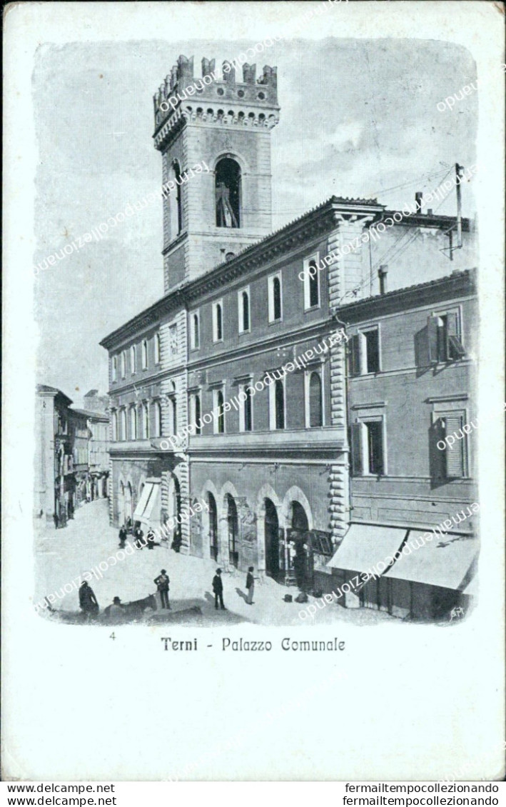 Bm508 Cartolina Terni Citta' Palazzo Comunale 1916 - Terni