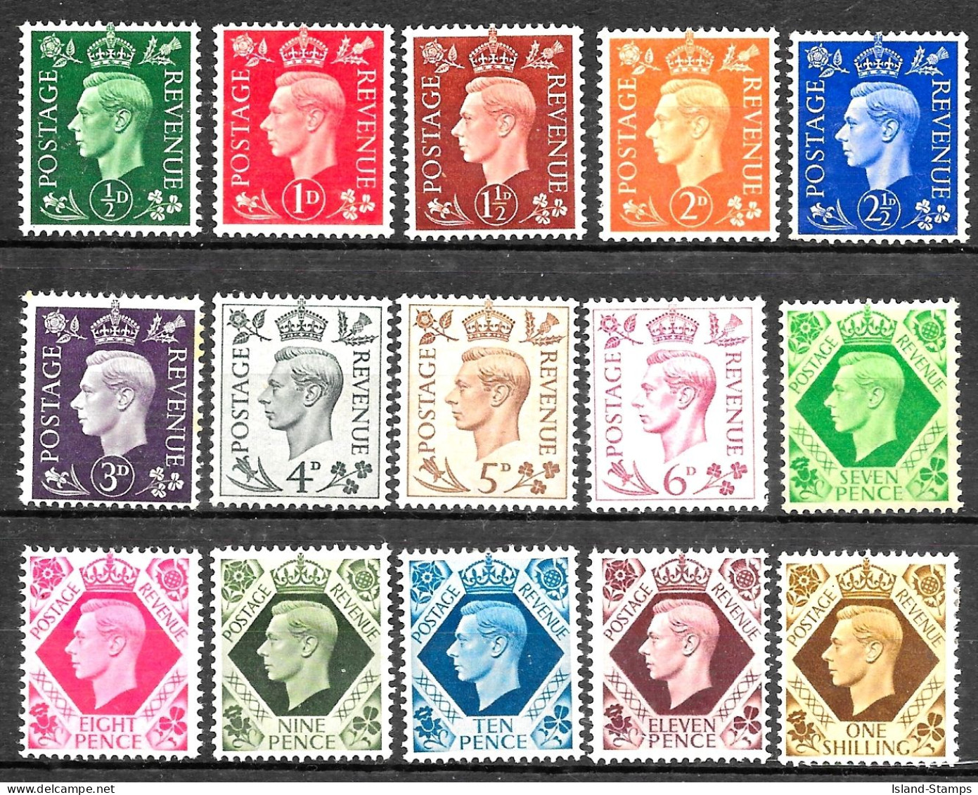 KGVI, 1937-47 SG462-475 ½d-1s, Dark Colours Set Mounted Mint + Unmounted Mint See Scan Hrd2a - Nuovi