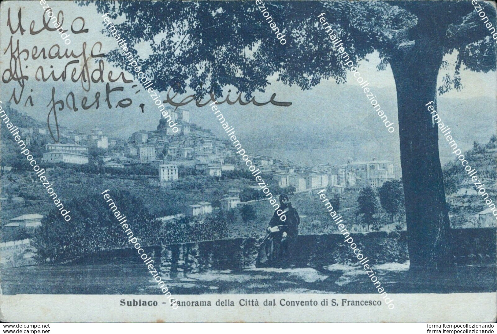 Bq328 Cartolina Subiaco Panorama Della Citta' Dal Convento Di S.francesco Roma - Otros & Sin Clasificación