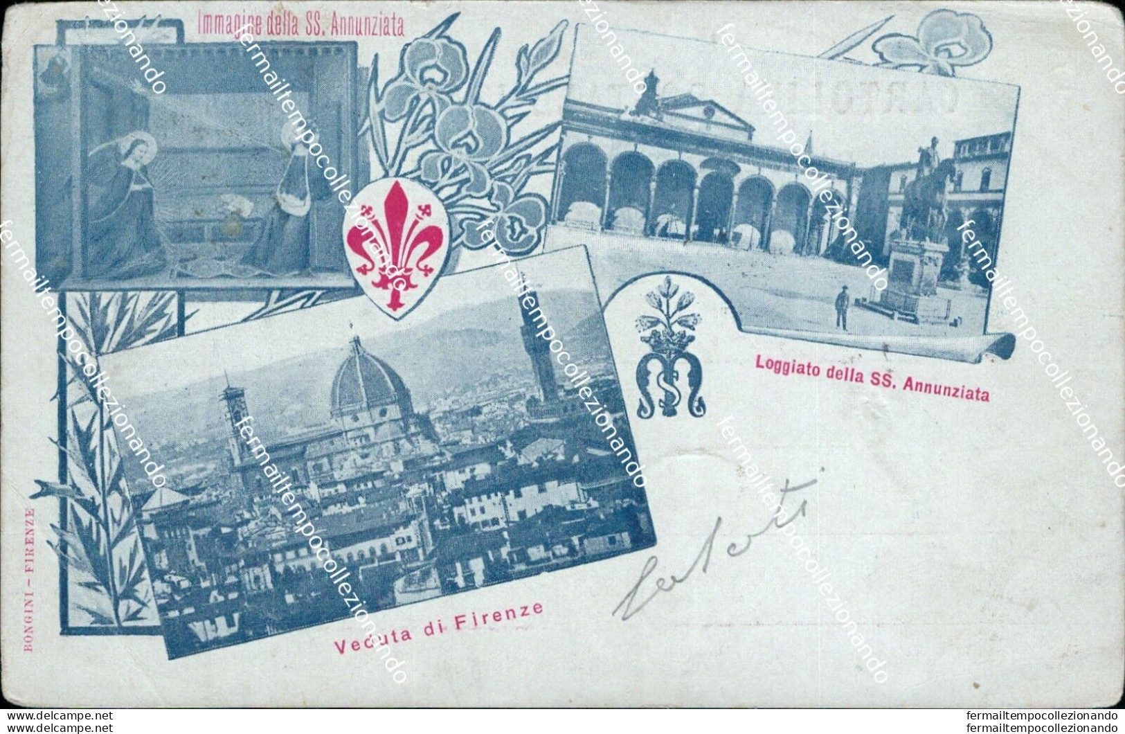 Bq329 Cartolina  Veduta Di Firenze Immagine Della Ss.annunziata Loggiato - Firenze (Florence)