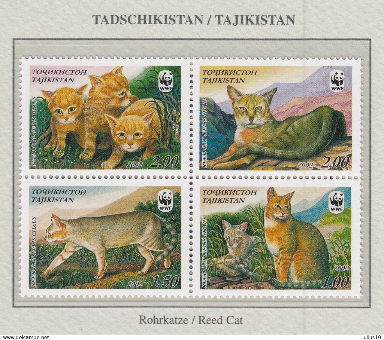 TAJIKISTAN 2002WWF Anials Wild Cats Mi 208-211 MNH(**) Fauna 650 - Katten