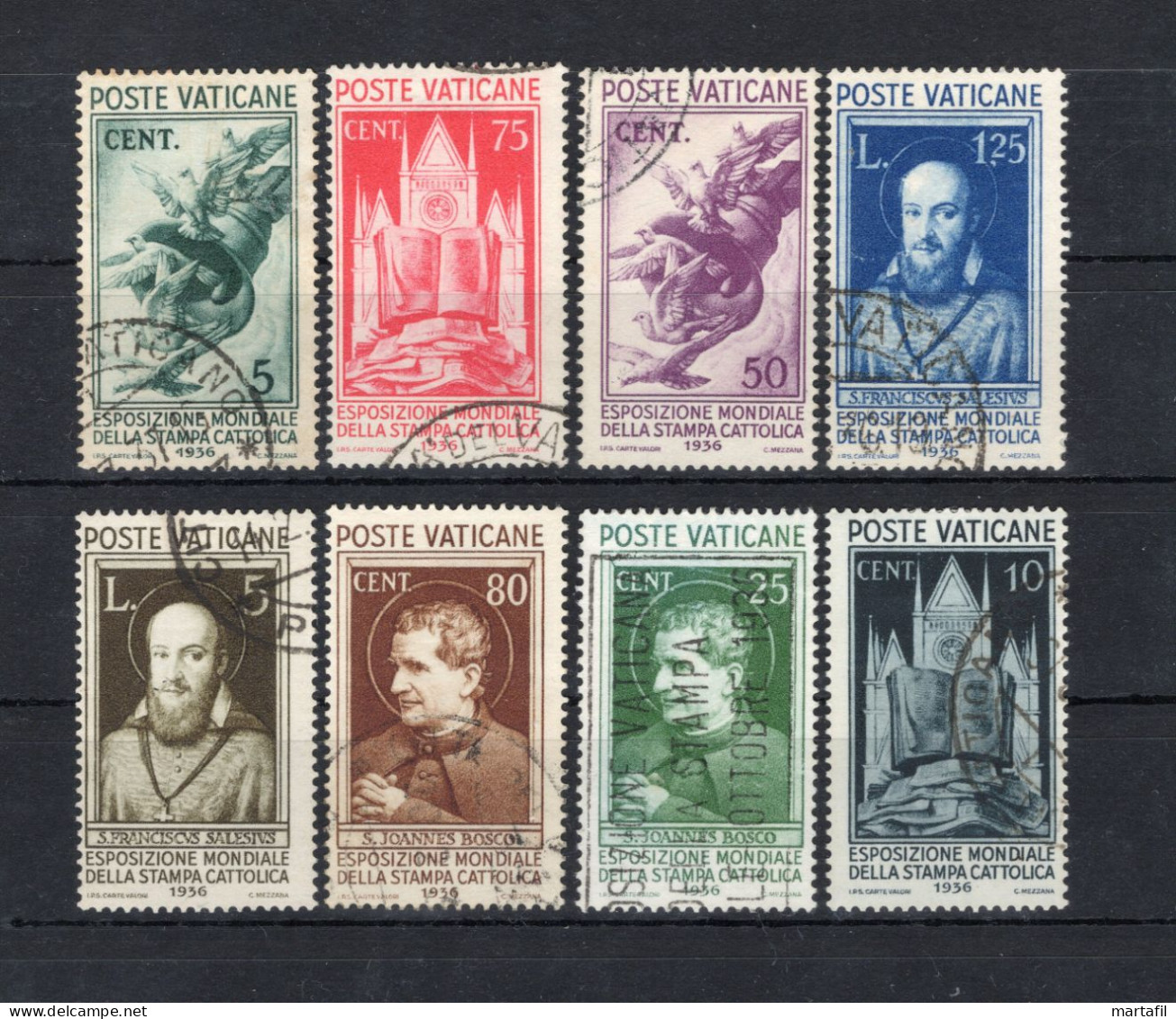 1936 VATICANO SET USATO 47/54 Esposizione Mondiale Della Stampa Cattolica - Used Stamps