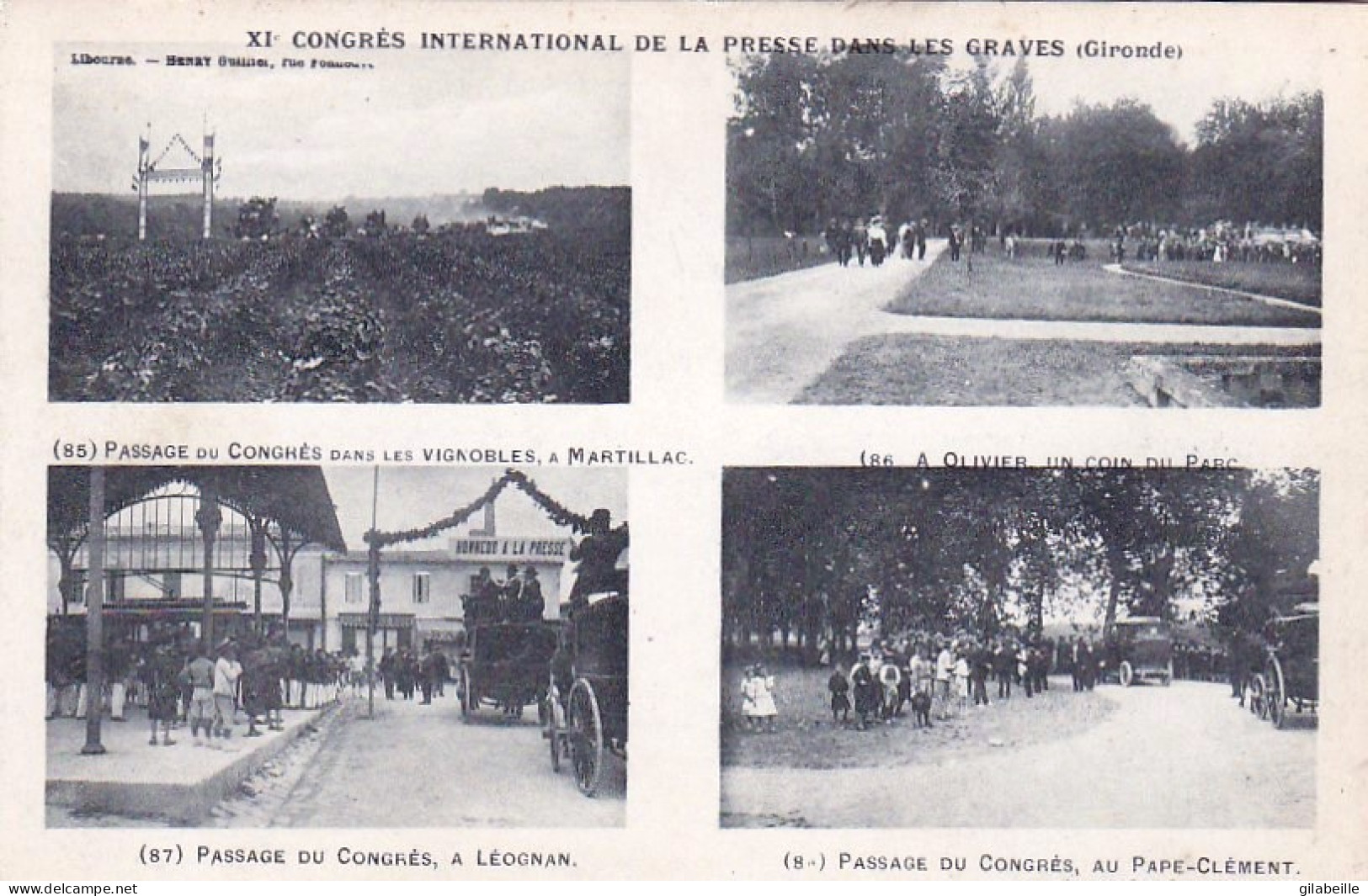 33 - Gironde - XI Congrès International De La Presse Dans Les Graves (Martillac, Carbonnieux (MM. Martin) Rare - Otros & Sin Clasificación