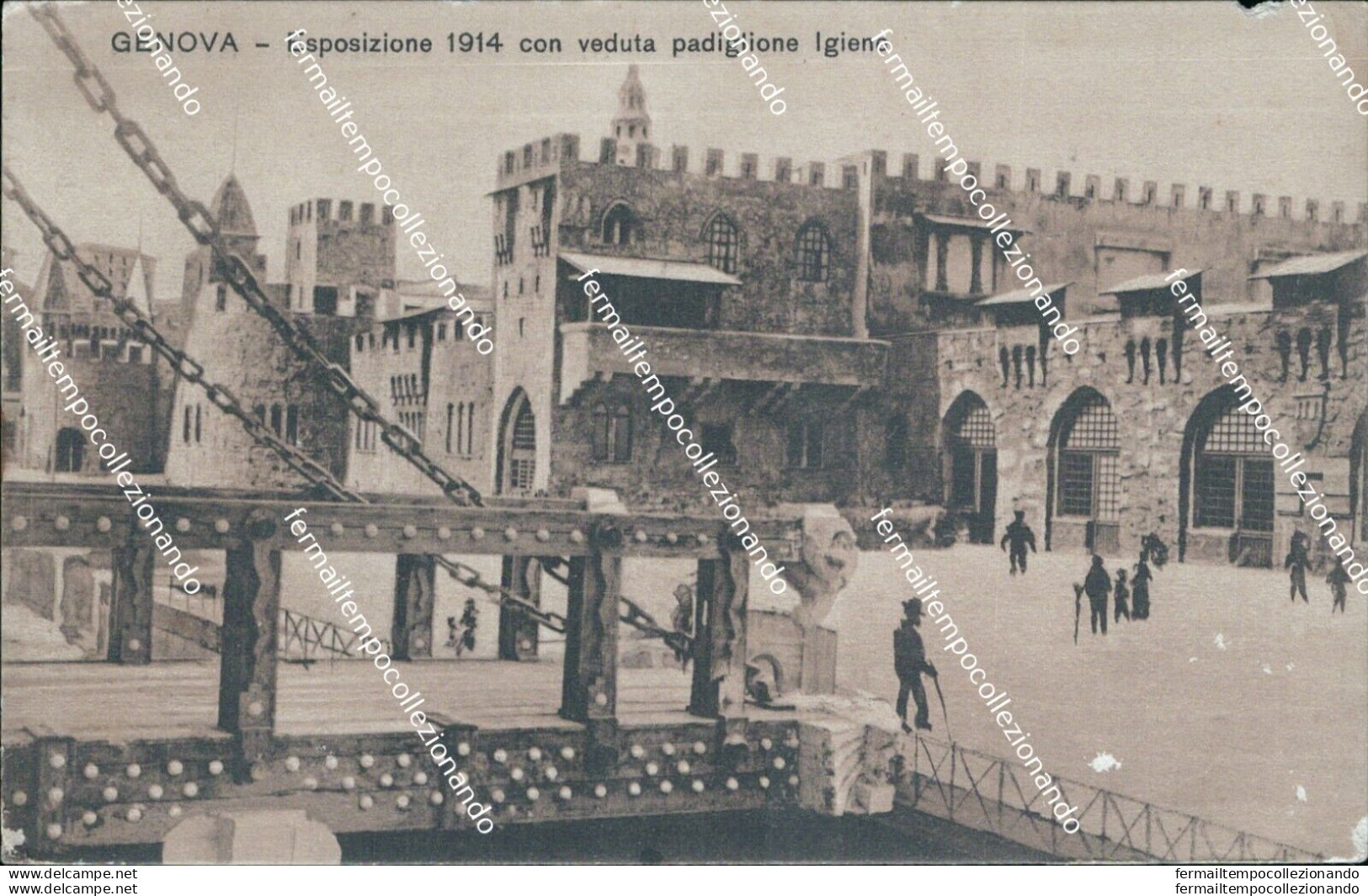 Bq341 Cartolina Genova Citta' Esposizione 1914 Con Veduta Pedaglione Igiene - Genova (Genoa)