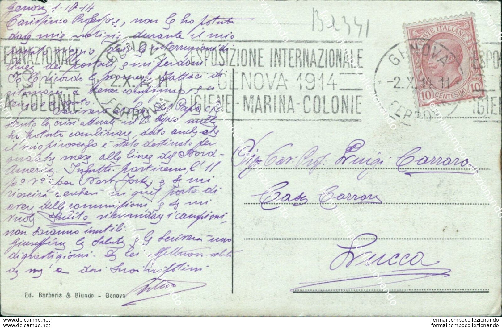 Bq341 Cartolina Genova Citta' Esposizione 1914 Con Veduta Pedaglione Igiene - Genova (Genoa)